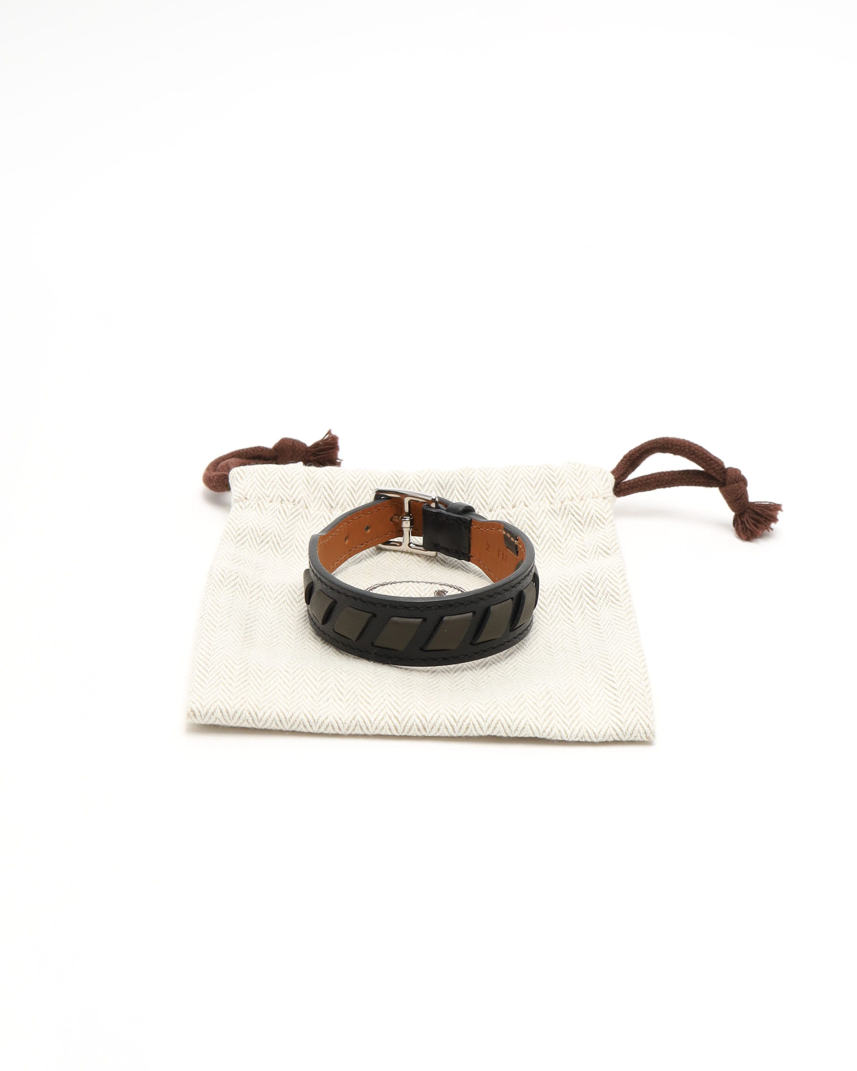Pre-owned Hermes Hermès Leather Bracelet In Black