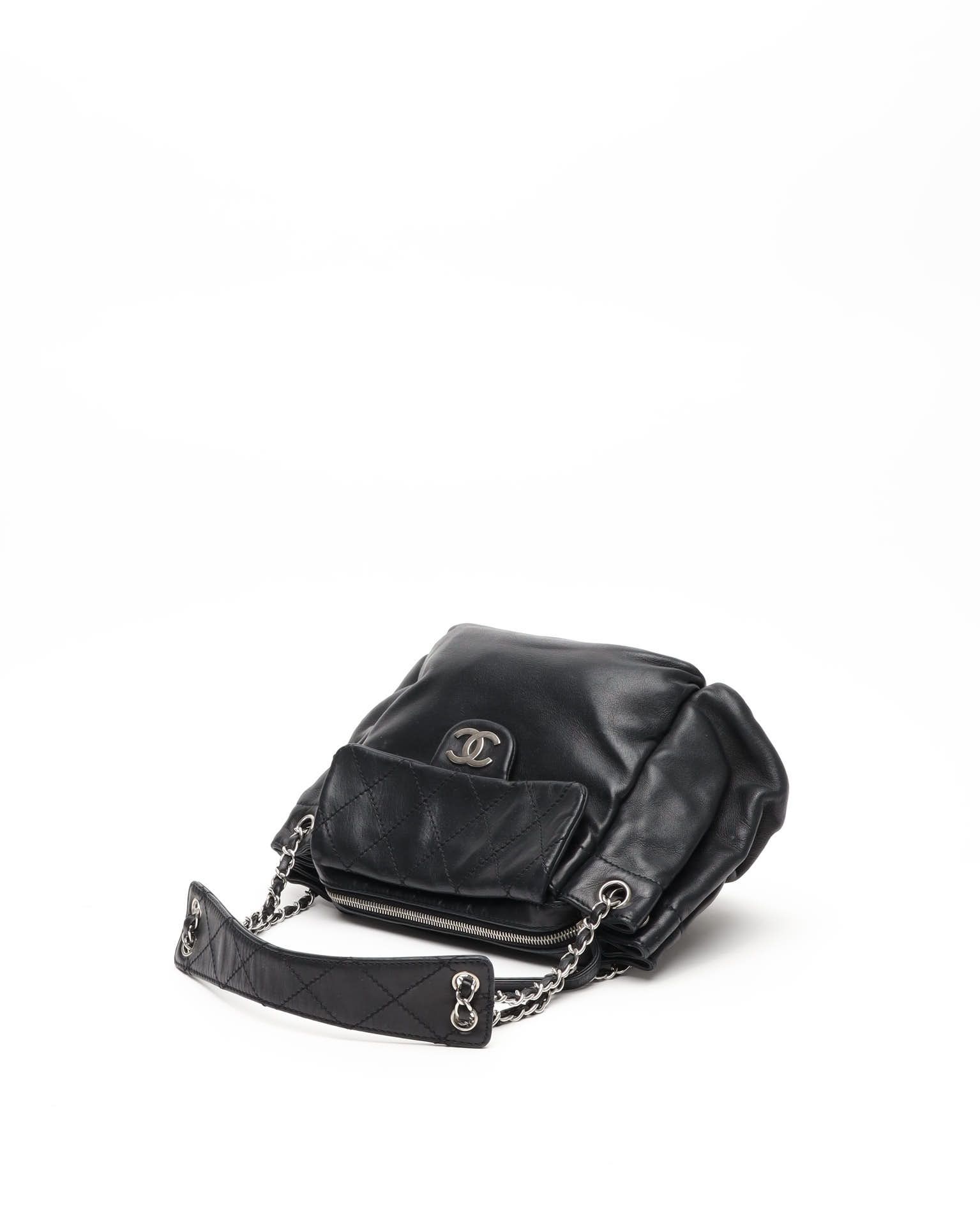 Pre-owned Chanel Pocket Accordian Flap Bag In Black