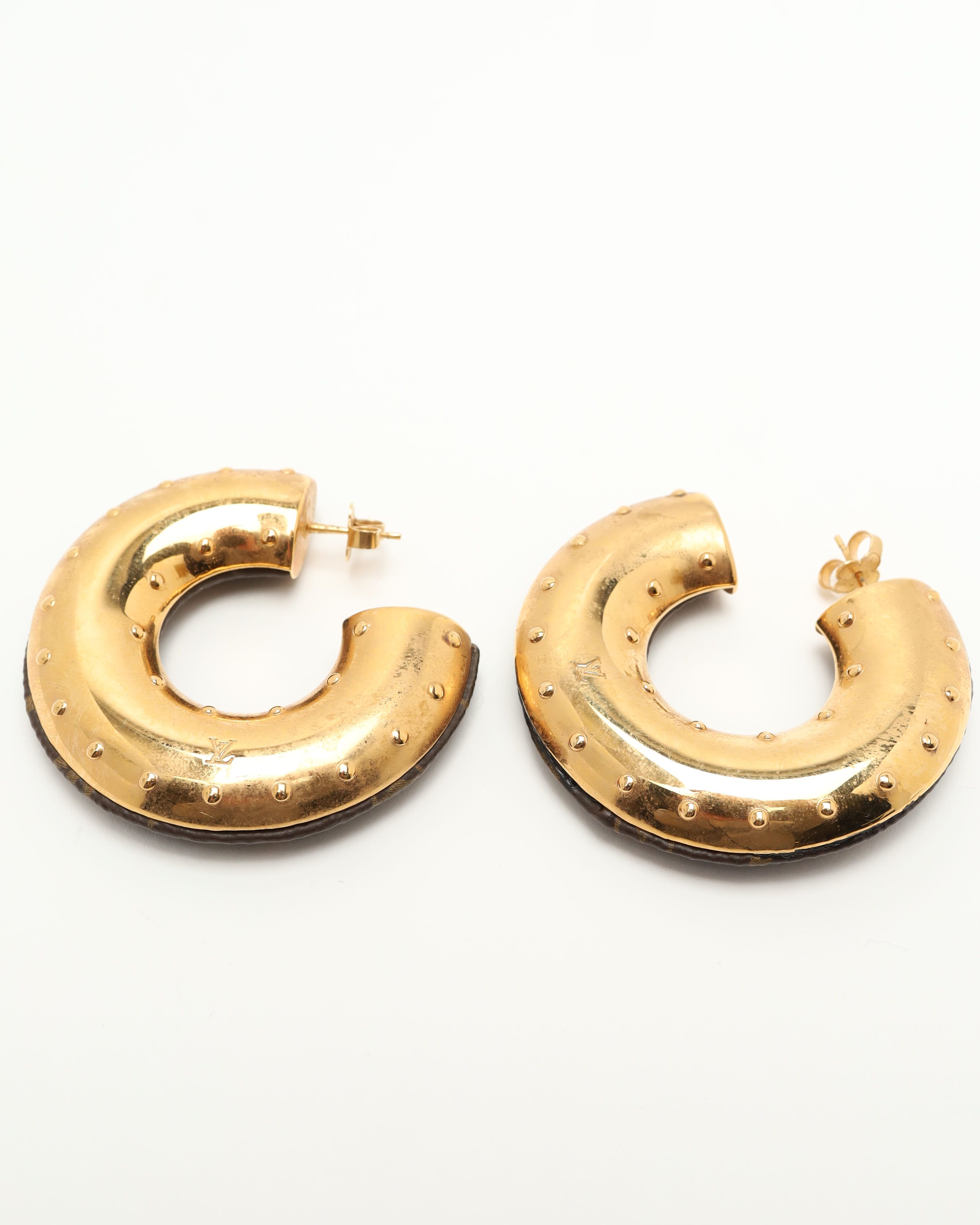 Pre-owned Louis Vuitton Wild Lv Earrings In Brown