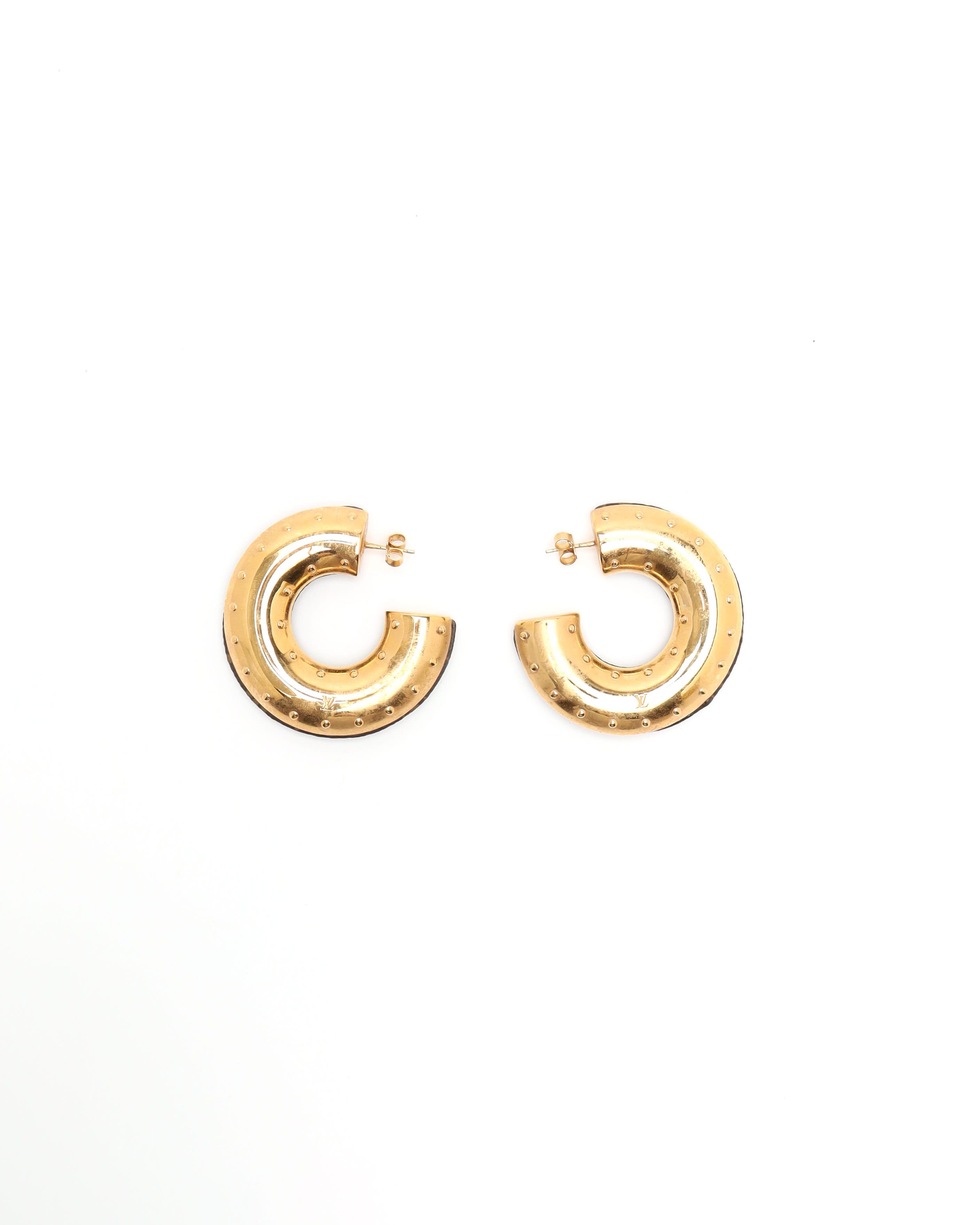 Pre-owned Louis Vuitton Wild Lv Earrings In Brown