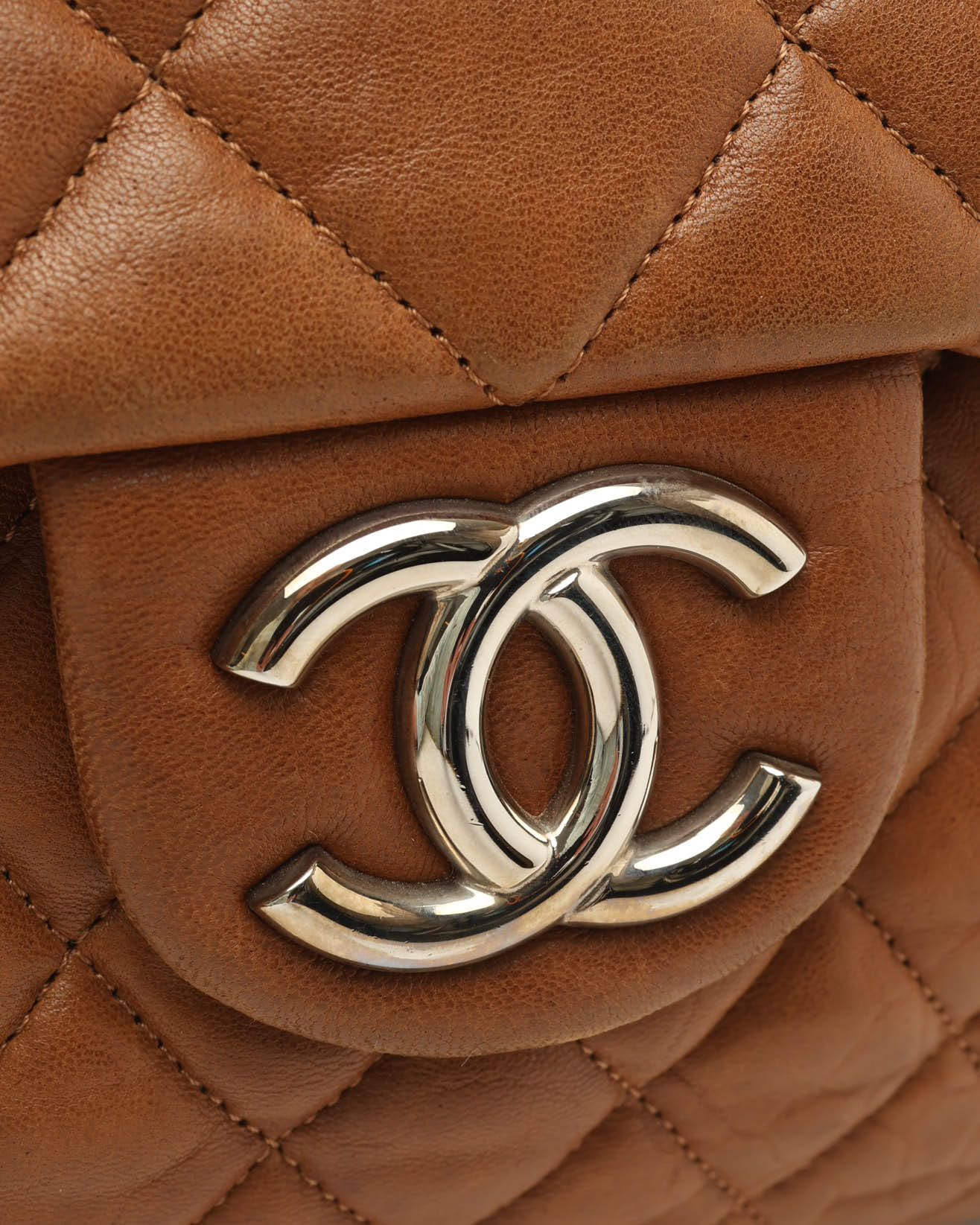 Pre-owned Chanel Classic Chain Around Jumbo Single Flap Bag In Brown