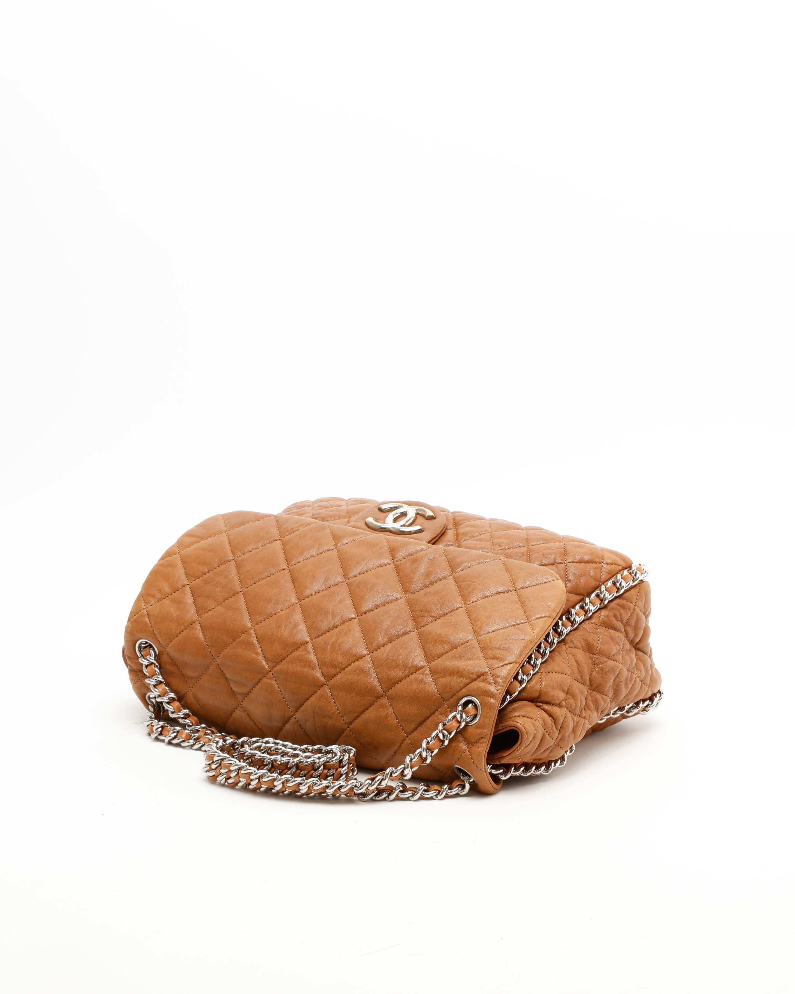 Pre-owned Chanel Classic Chain Around Jumbo Single Flap Bag In Brown