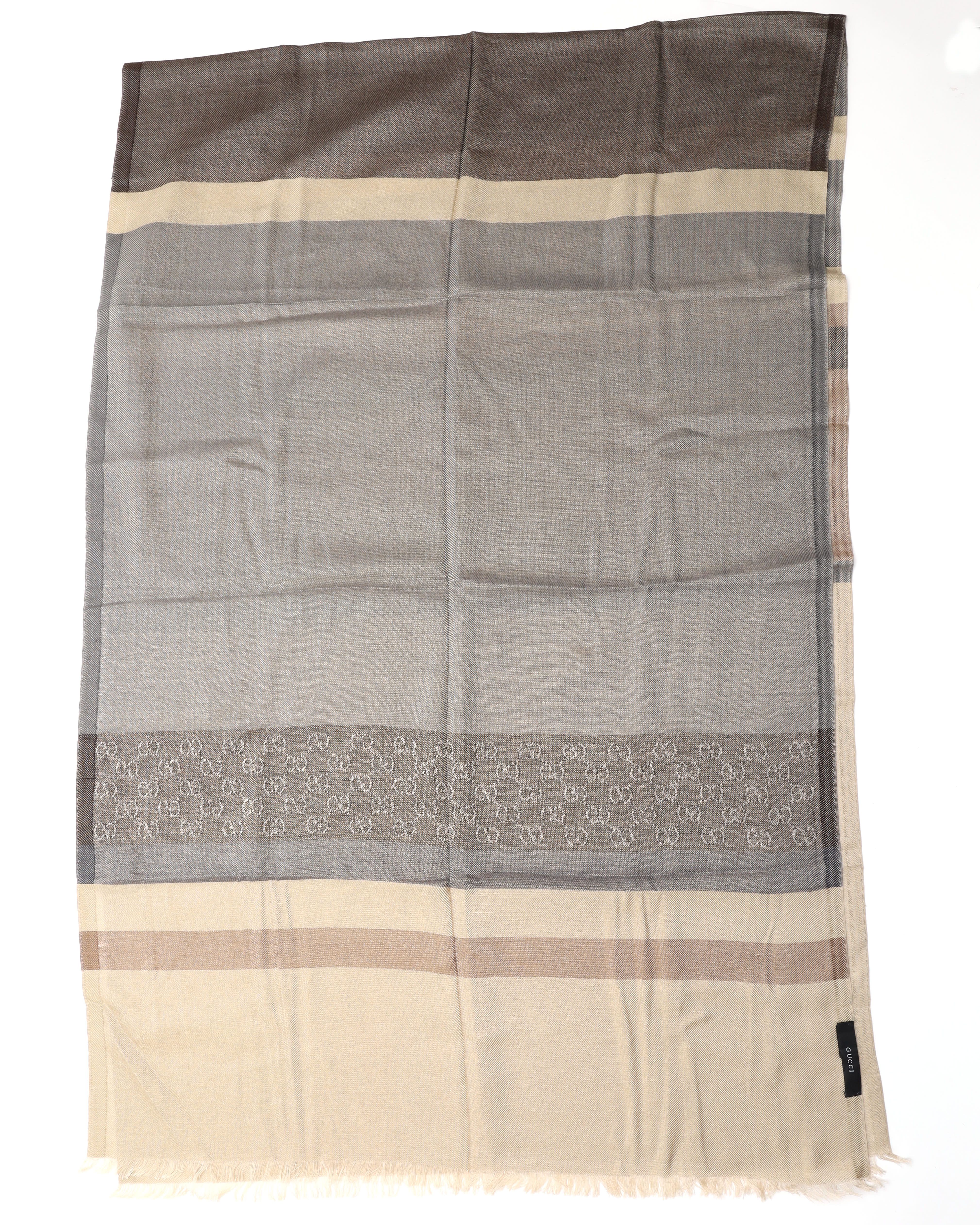 Gucci Gg Silk/cotton Scarf In Gray