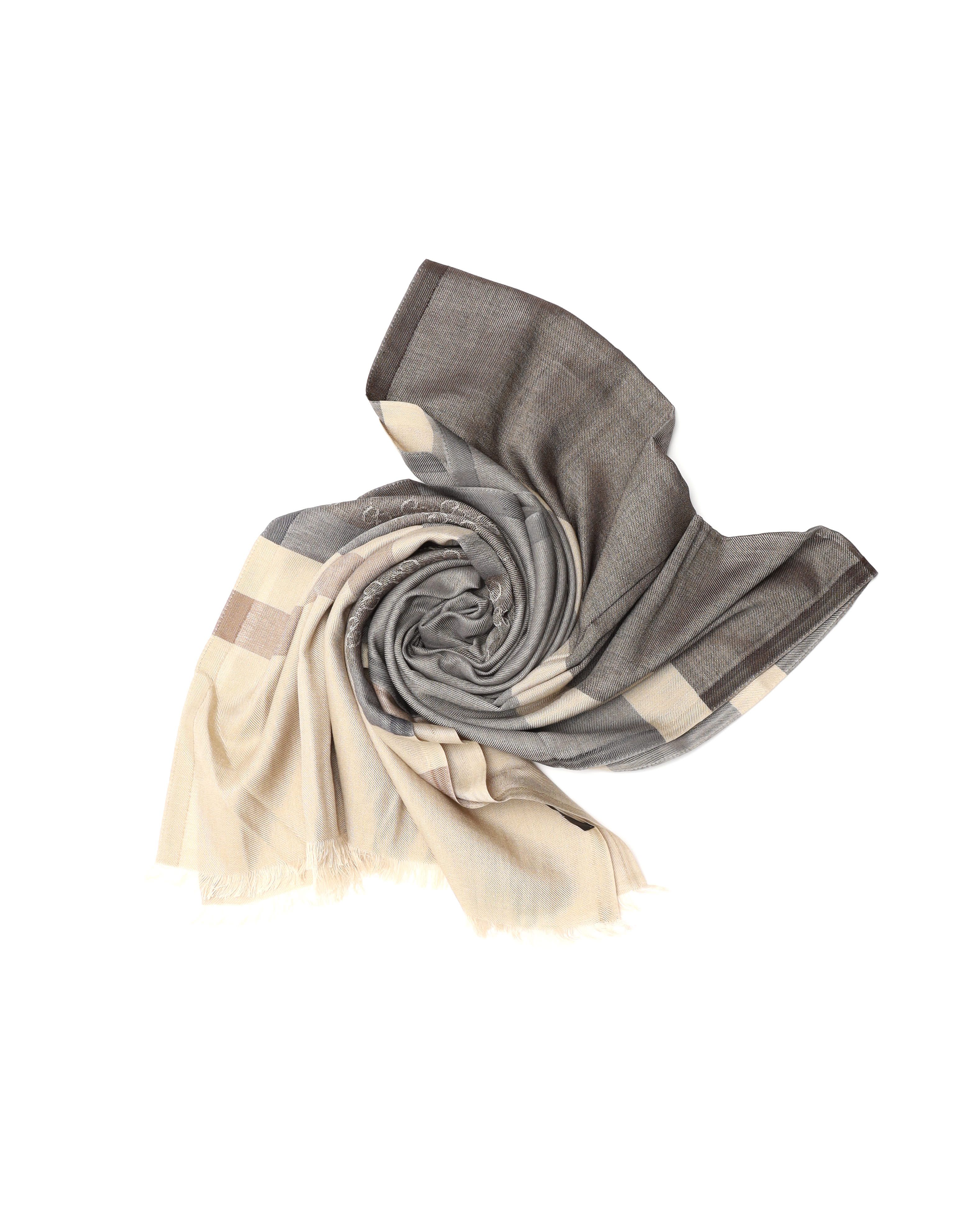 Gucci Gg Silk/cotton Scarf In Gray