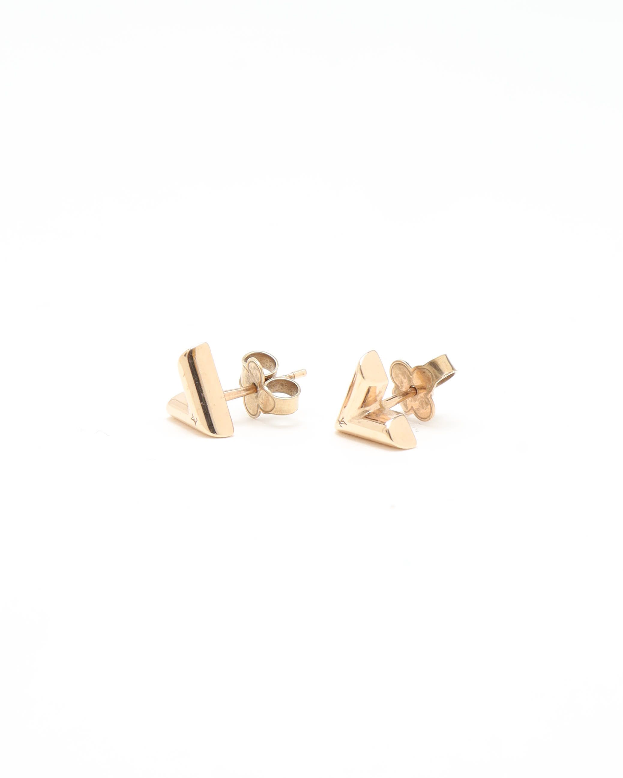 Pre-owned Louis Vuitton Essential V Stud Earrings In Pink