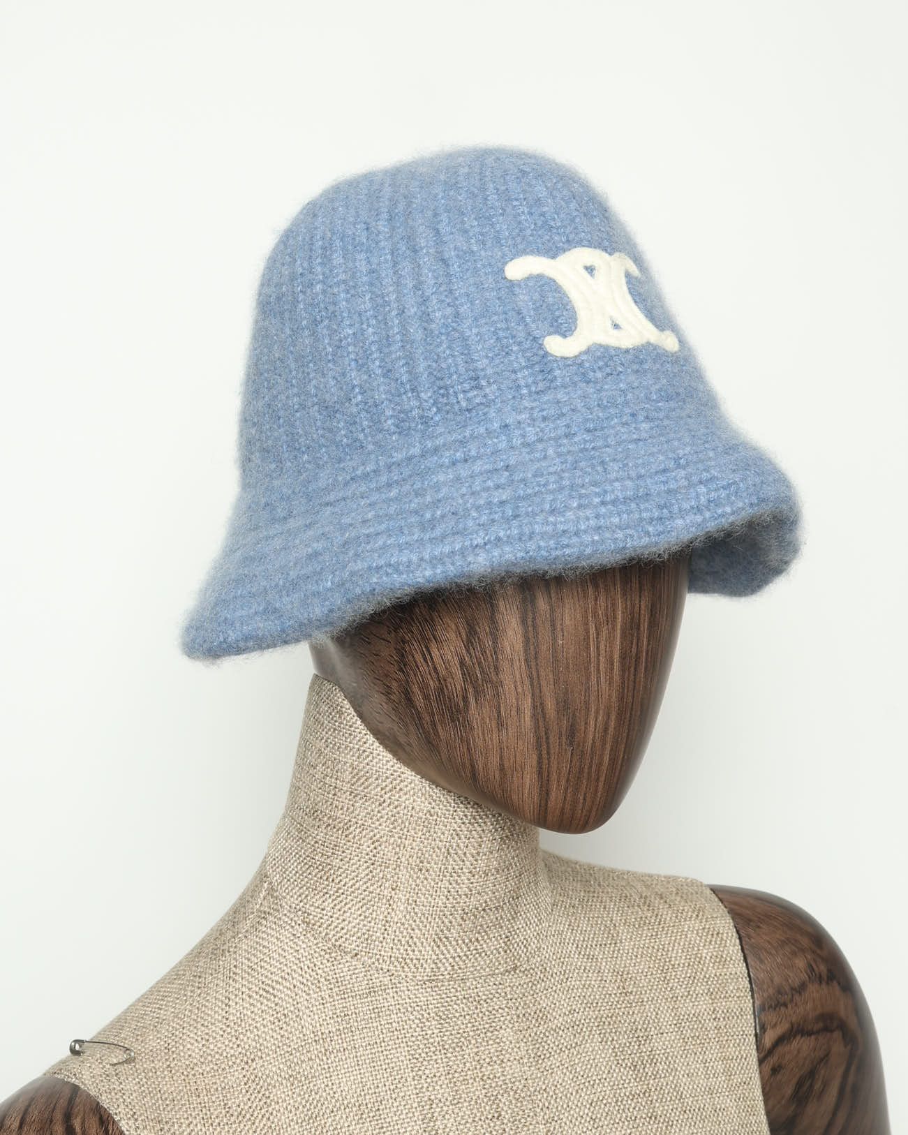 Celine Céline Triomphe Cashmere Bucket Hat In Blue