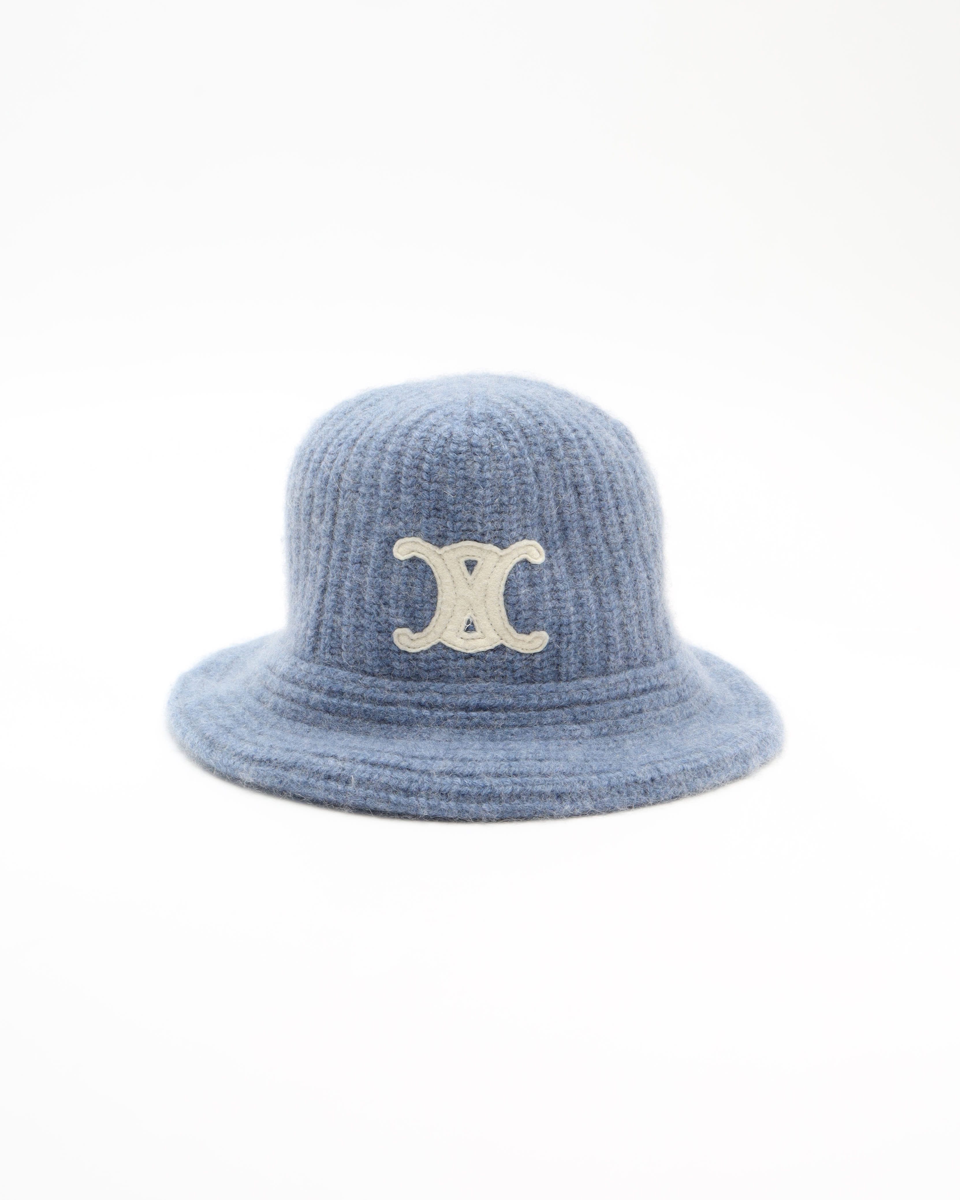 Celine Céline Triomphe Cashmere Bucket Hat In Blue