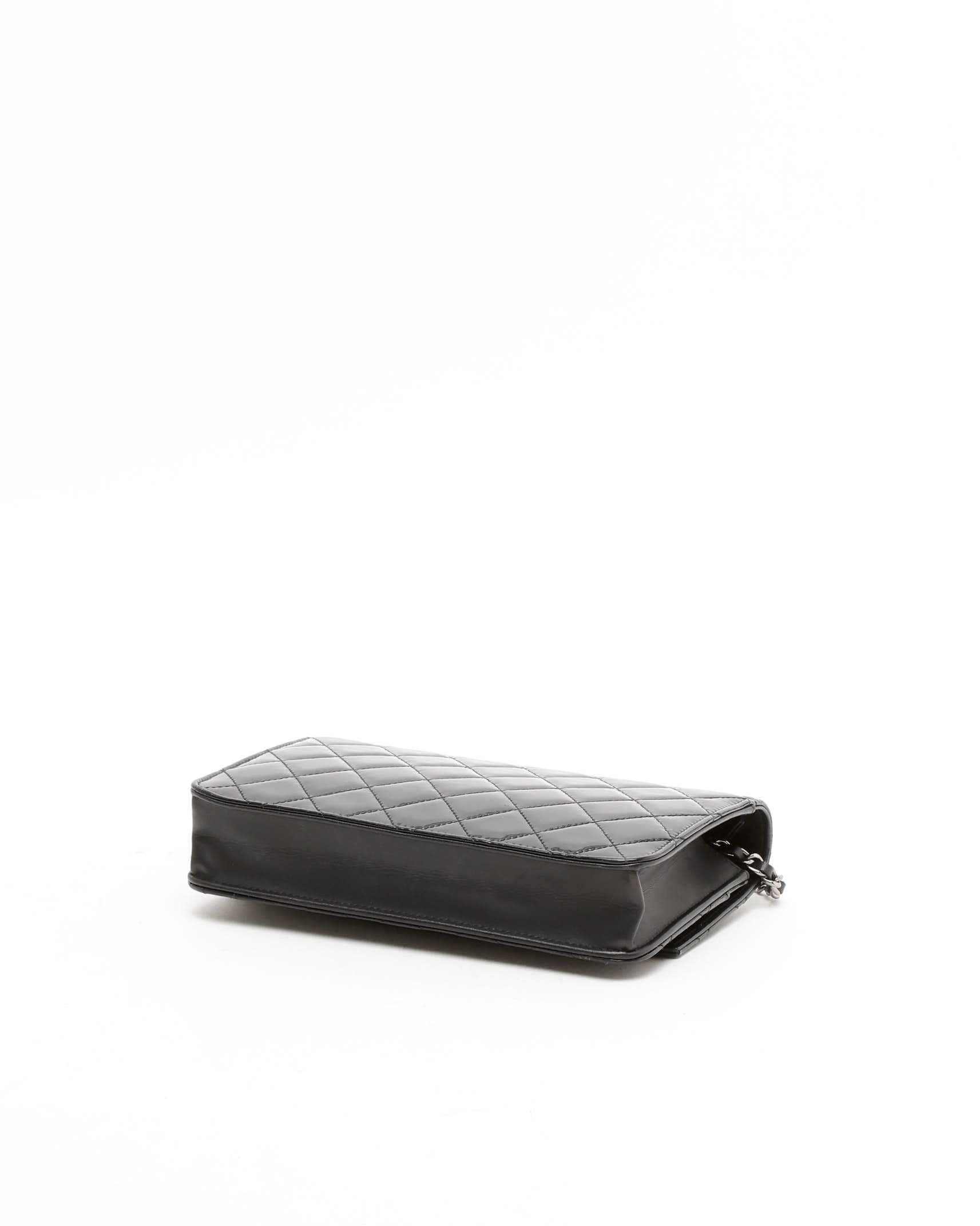 Pre-owned Chanel Patent Wallet On Chain Bag In Black
