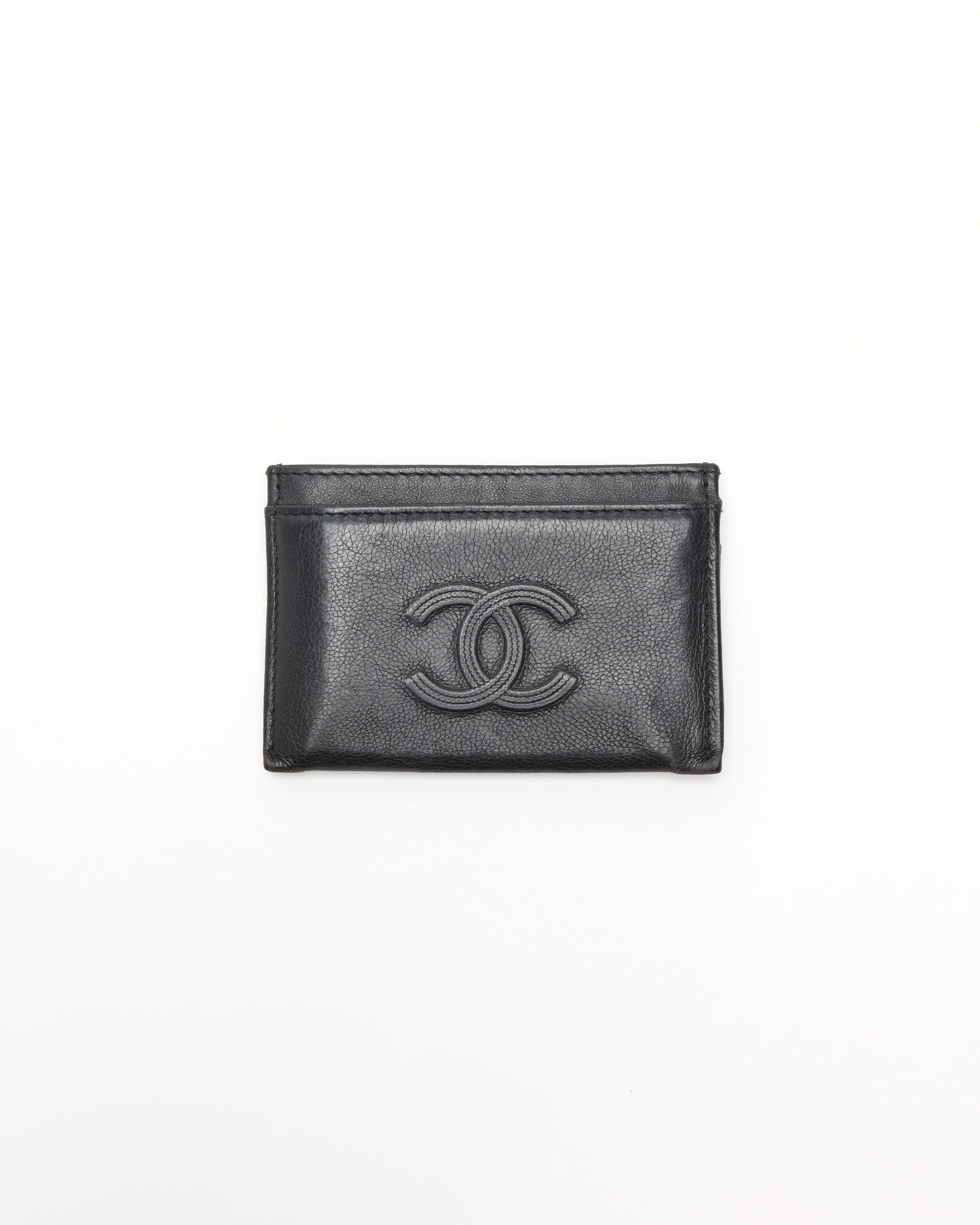 Pre-owned Chanel Coco Mark Card Holder In Black