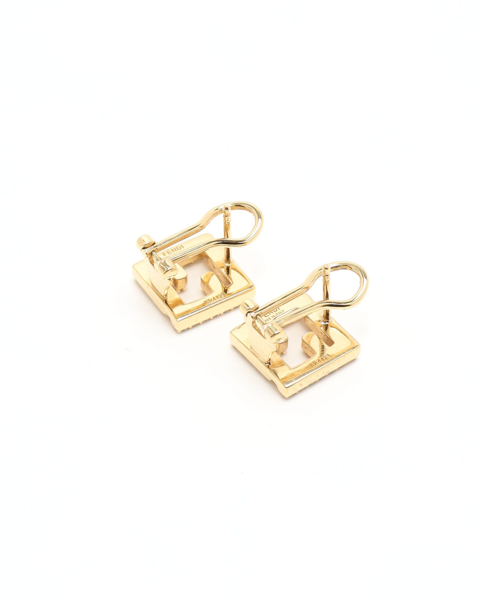 Fendi Ff Motif Rhinestone Earrings In Brown