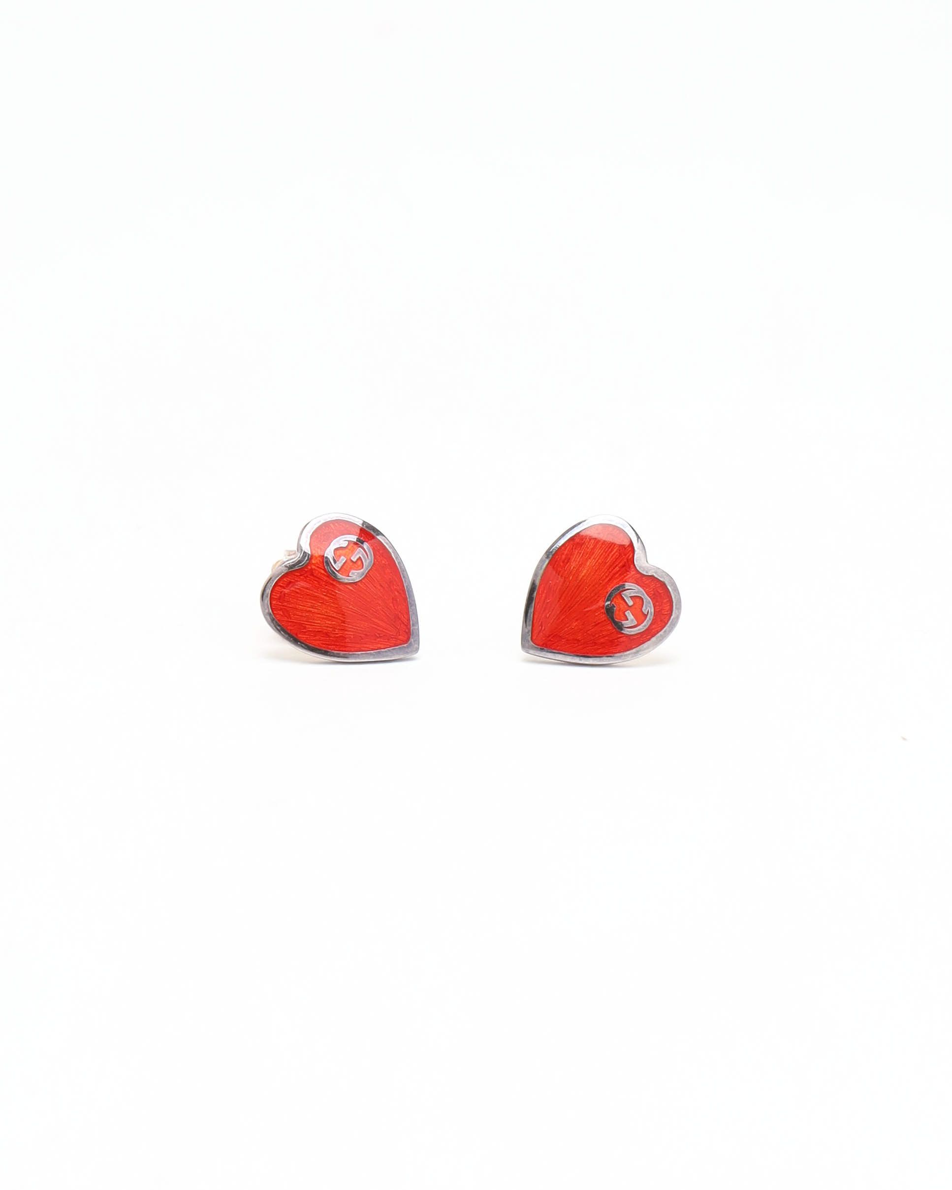 Gucci Interlocking G Hearts In Silver In Multi