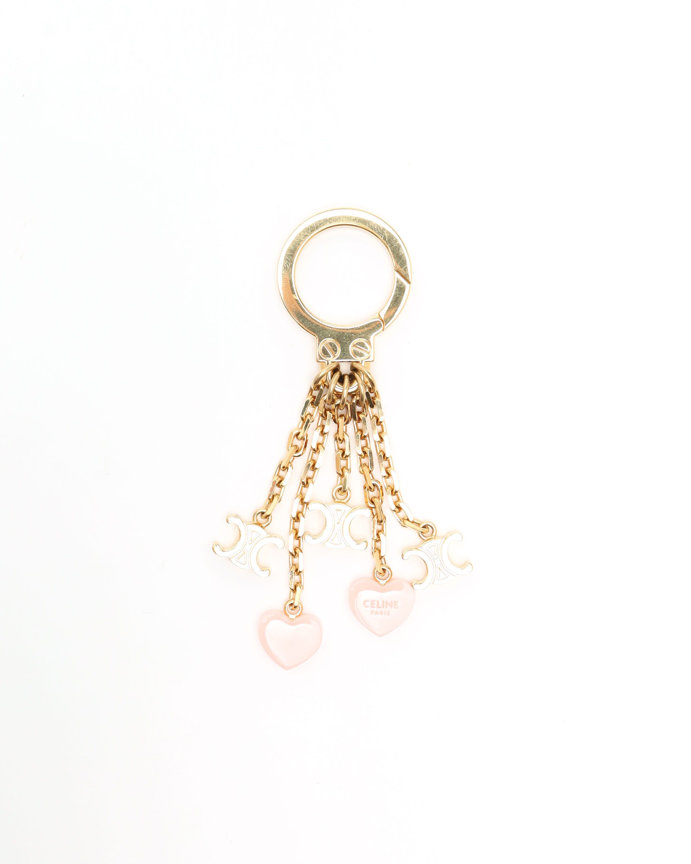 Celine Céline Triomphe Heart Chain Charm In Gold