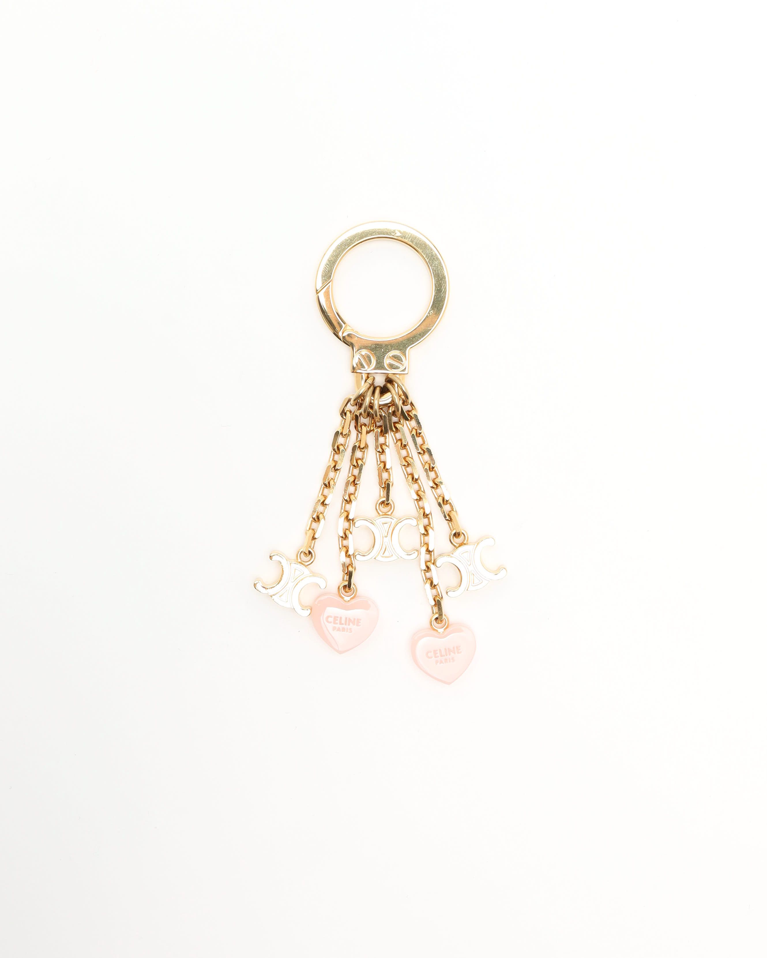 Celine Céline Triomphe Heart Chain Charm In Gold