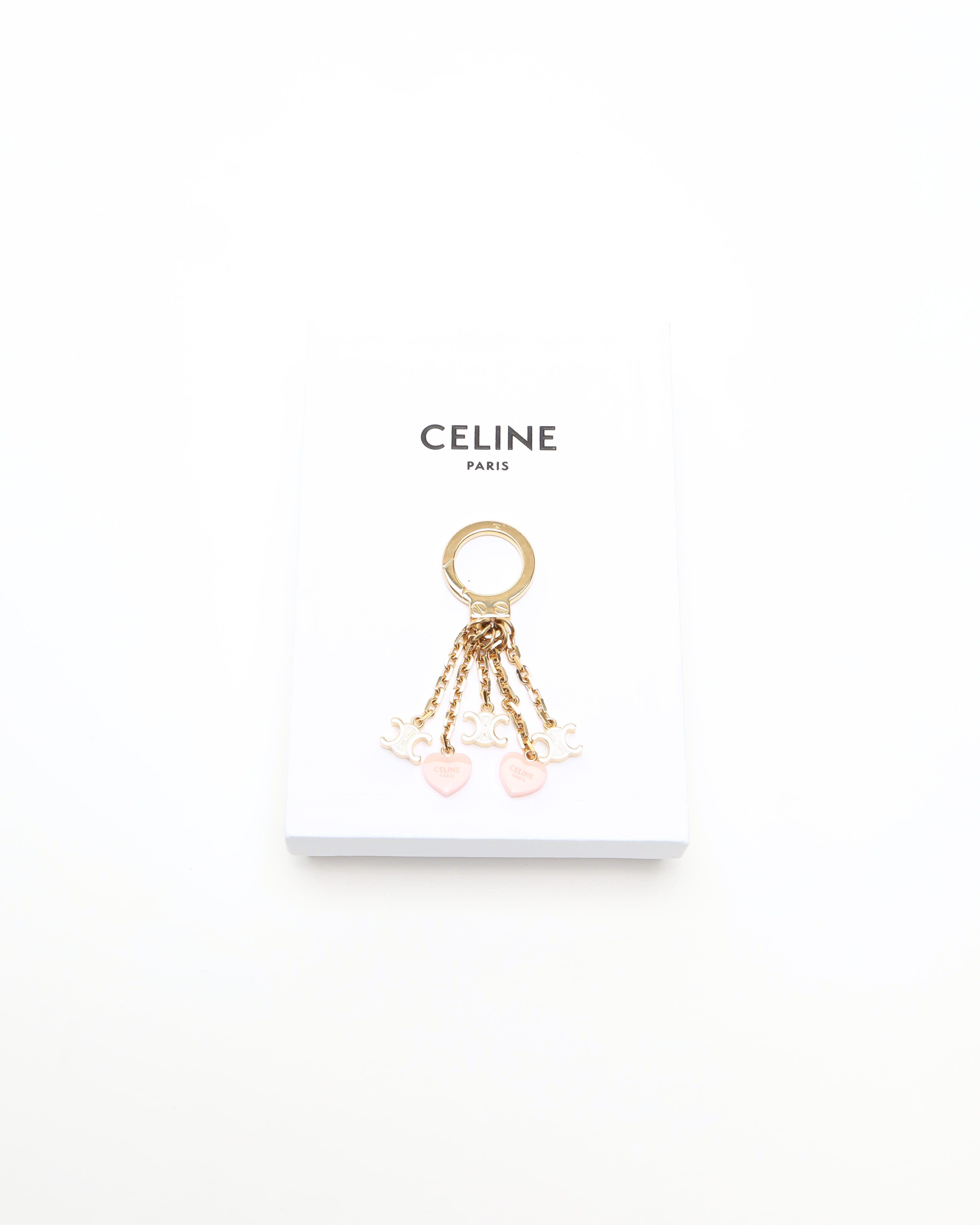 Celine Céline Triomphe Heart Chain Charm In Gold