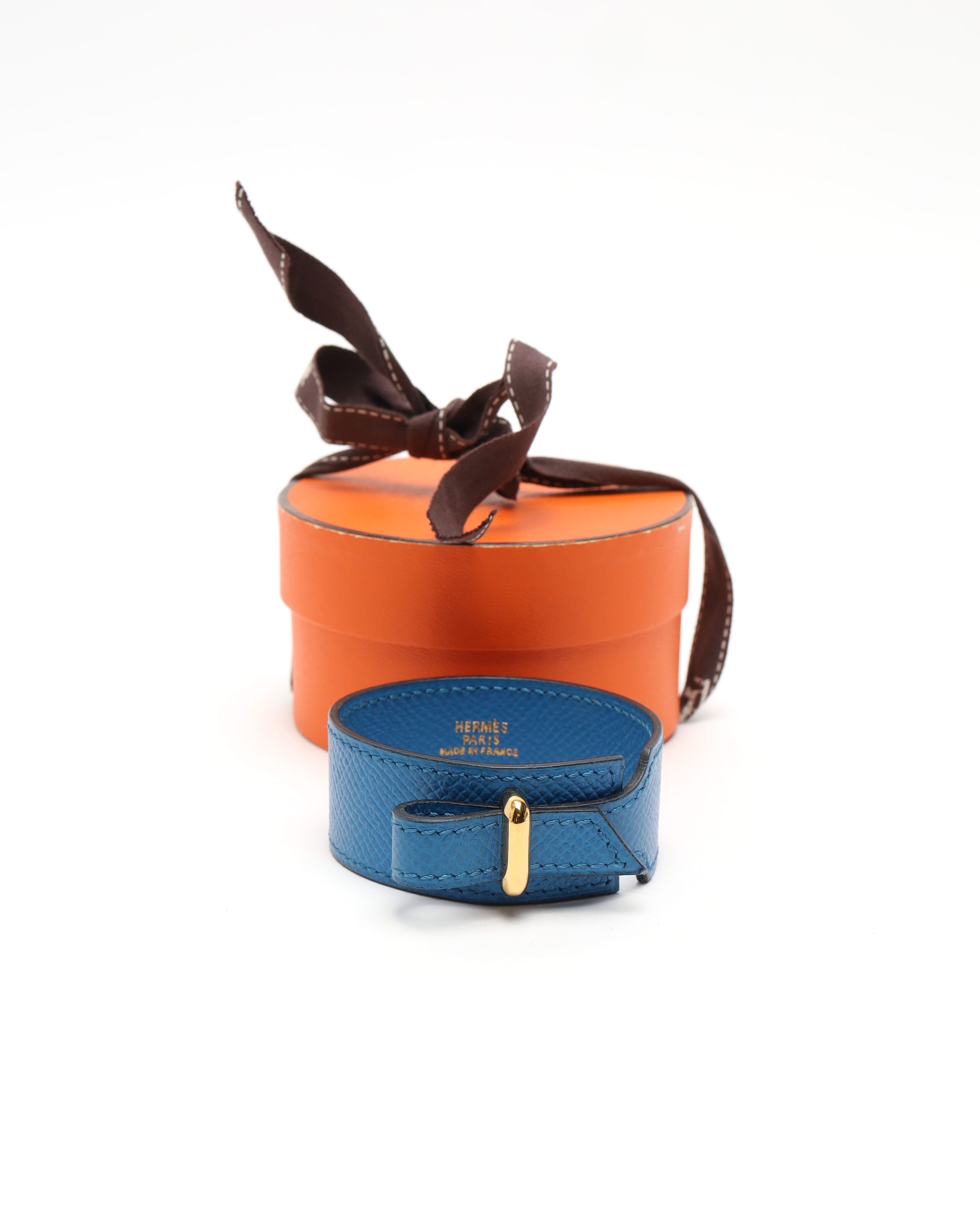 Pre-owned Hermes Hermès Artemis Leather Bracelet In Blue
