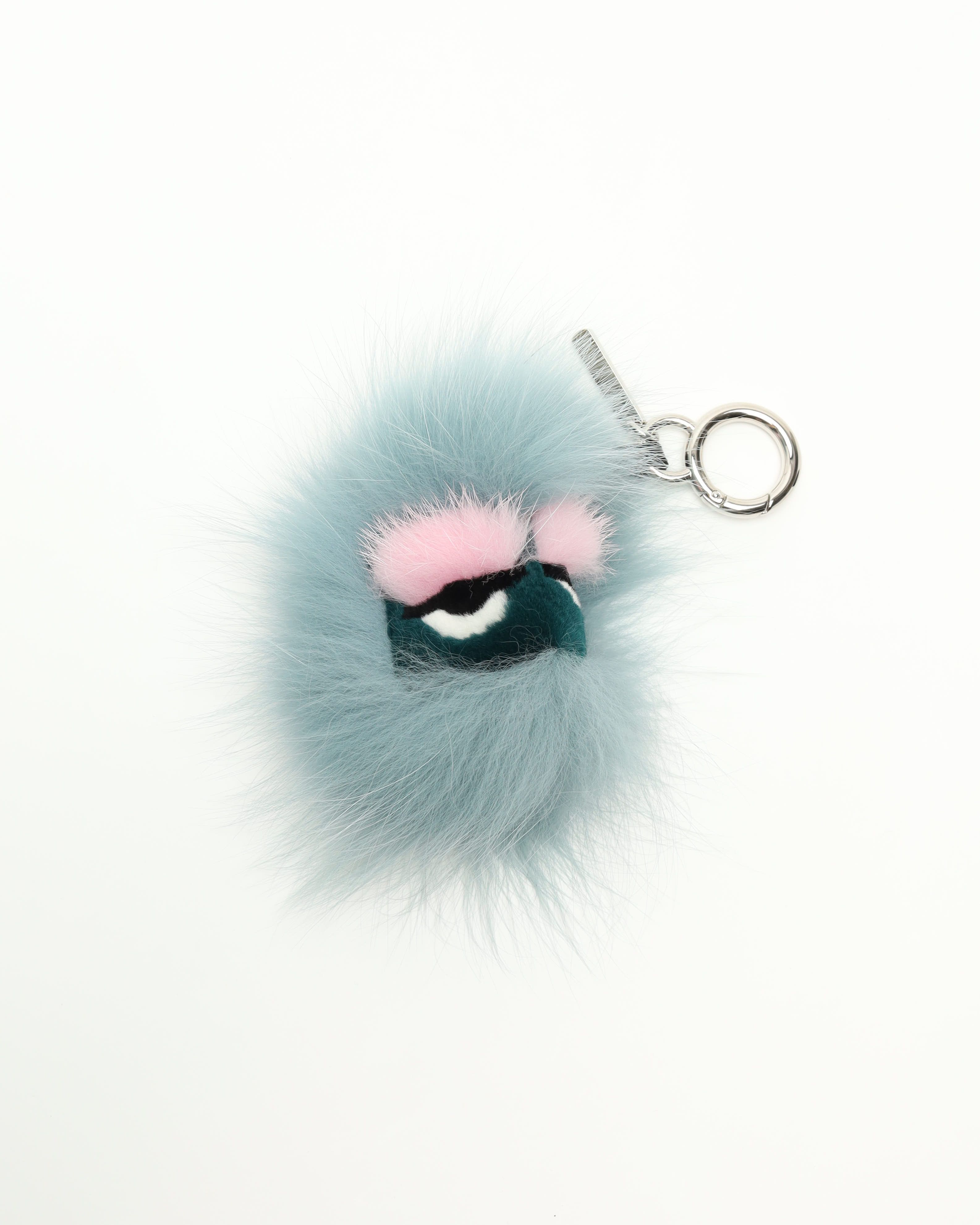 Fendi Fox Mink Fur Vitello Flamingo Mini Bag Bug Charm In Blue