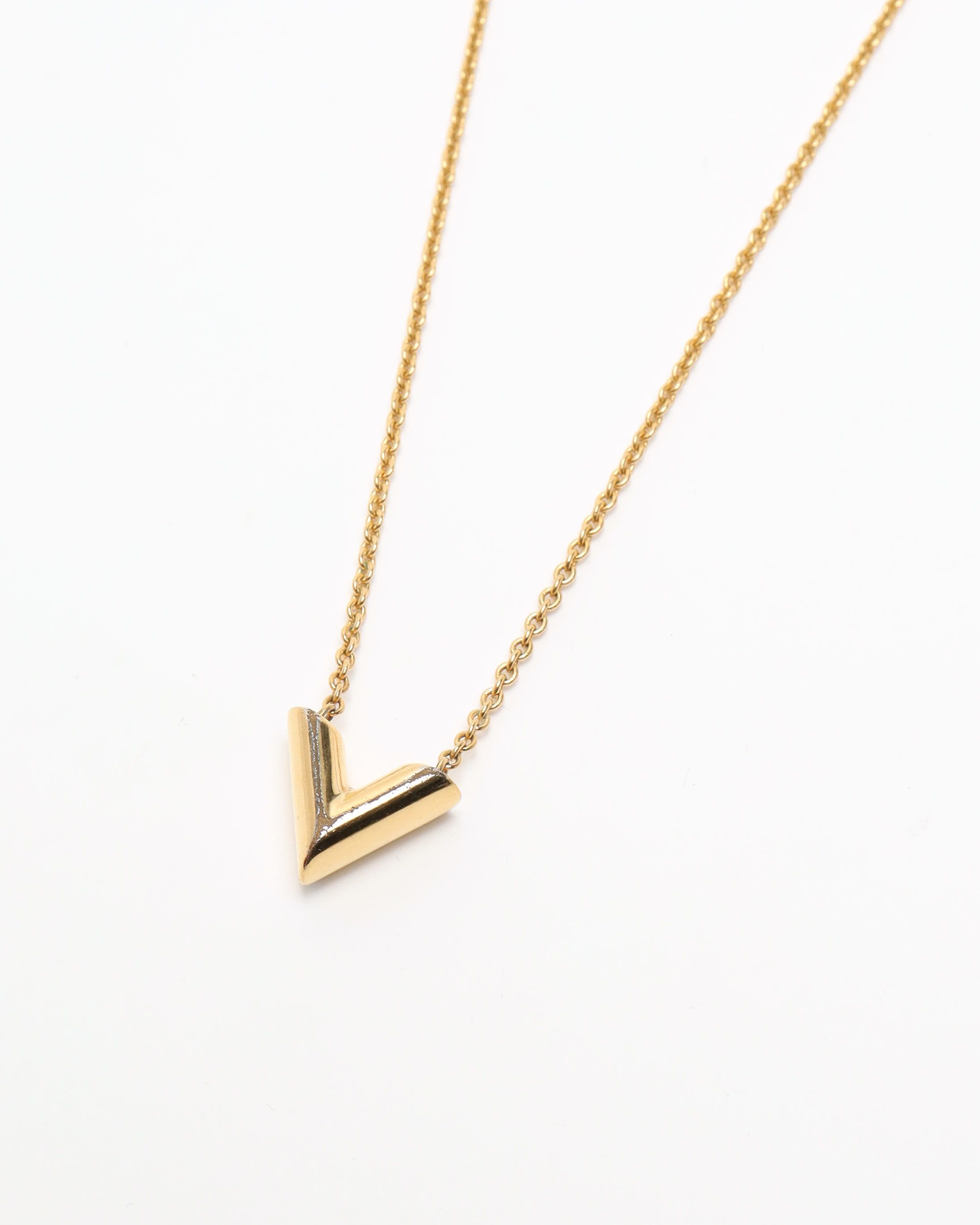 Pre-owned Louis Vuitton Essential V Necklace In Gold