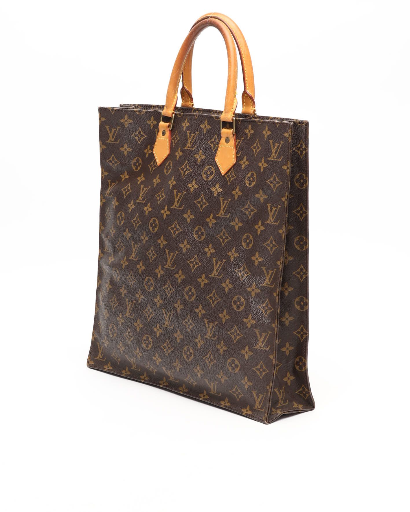 Pre-owned Louis Vuitton Monogram Sac Plat Bag In Brown