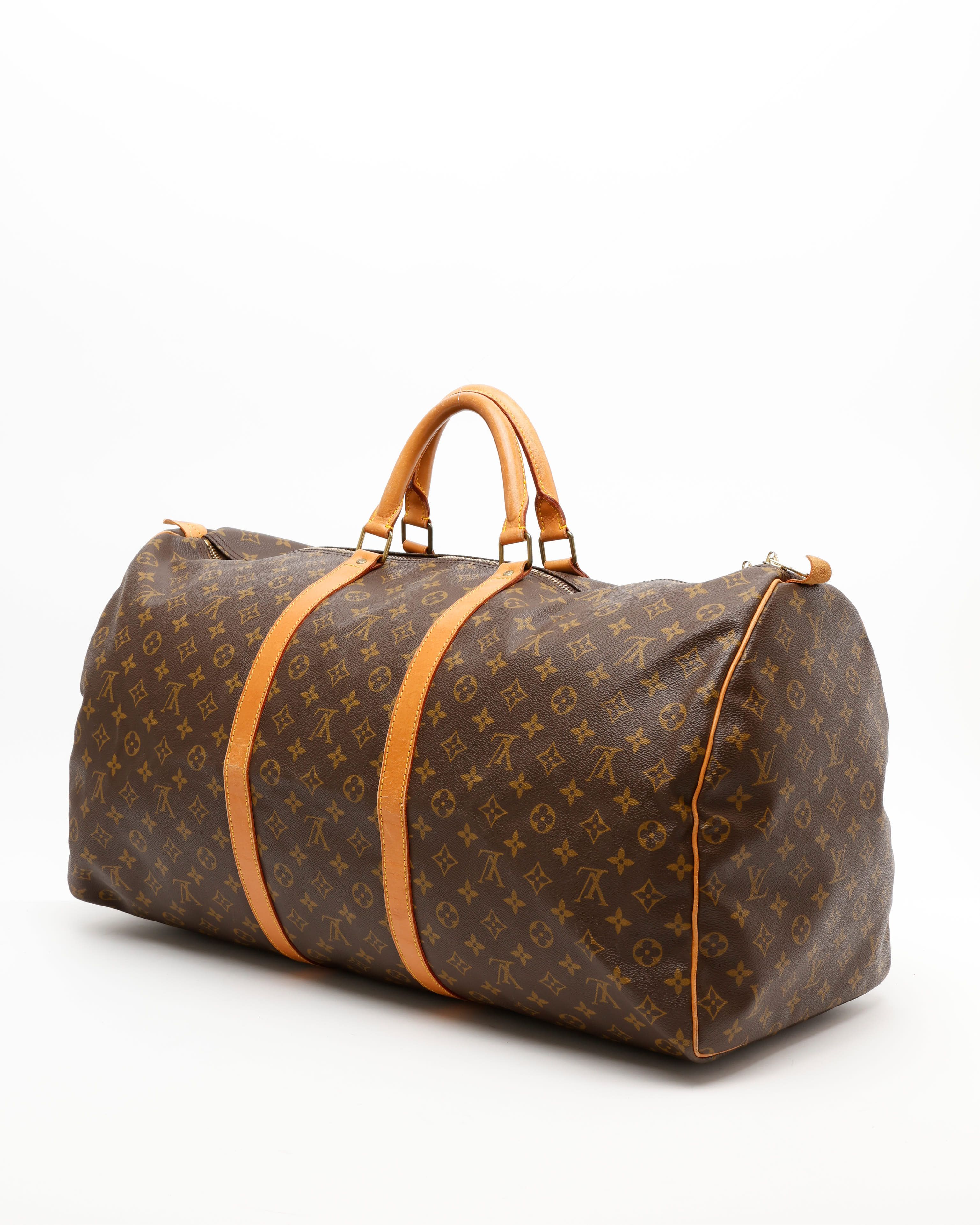 Pre-owned Louis Vuitton Monogram Keepall 60 Weekend Bag In Brown