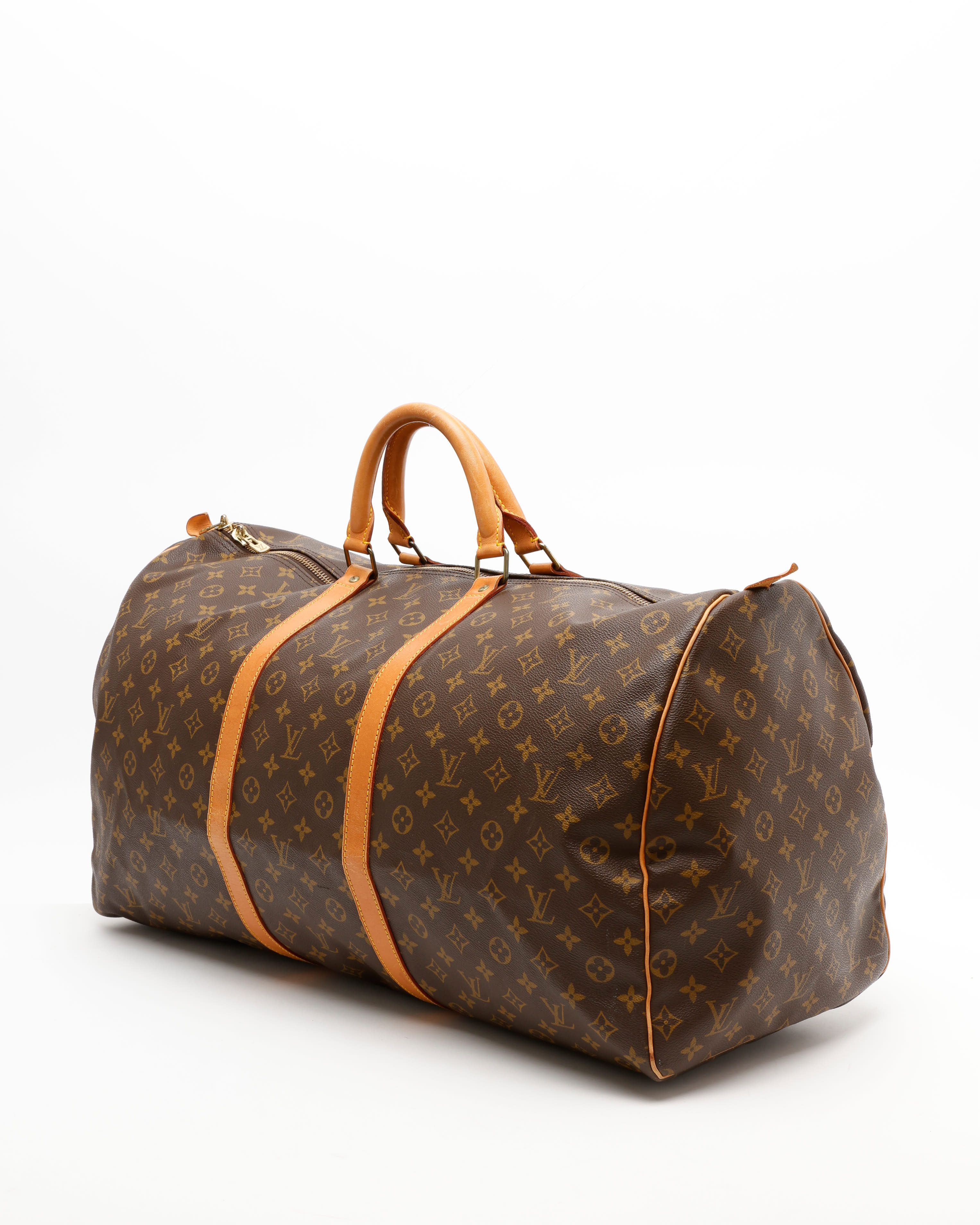 Pre-owned Louis Vuitton Monogram Keepall 60 Weekend Bag In Brown