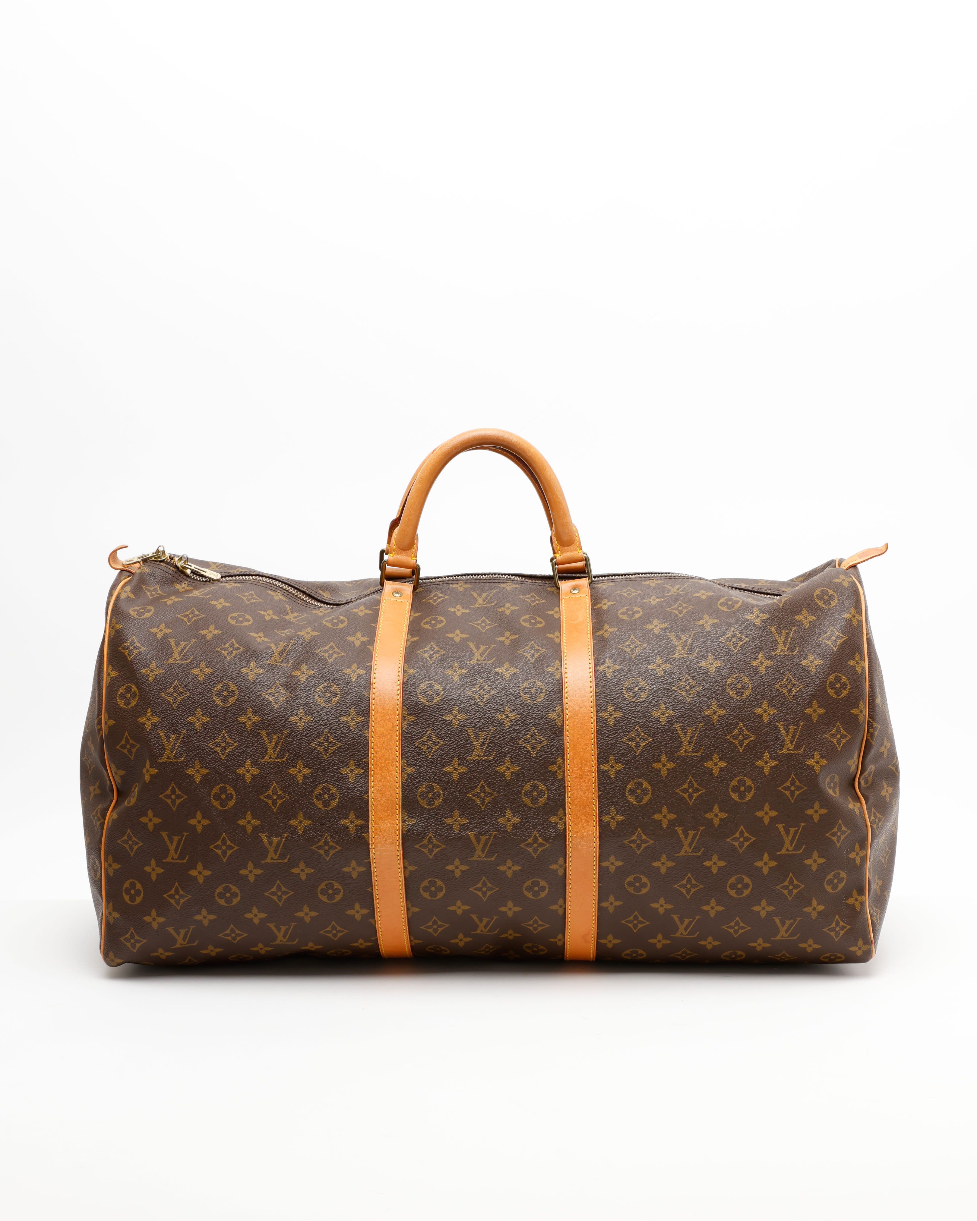 Pre-owned Louis Vuitton Monogram Keepall 60 Weekend Bag In Brown