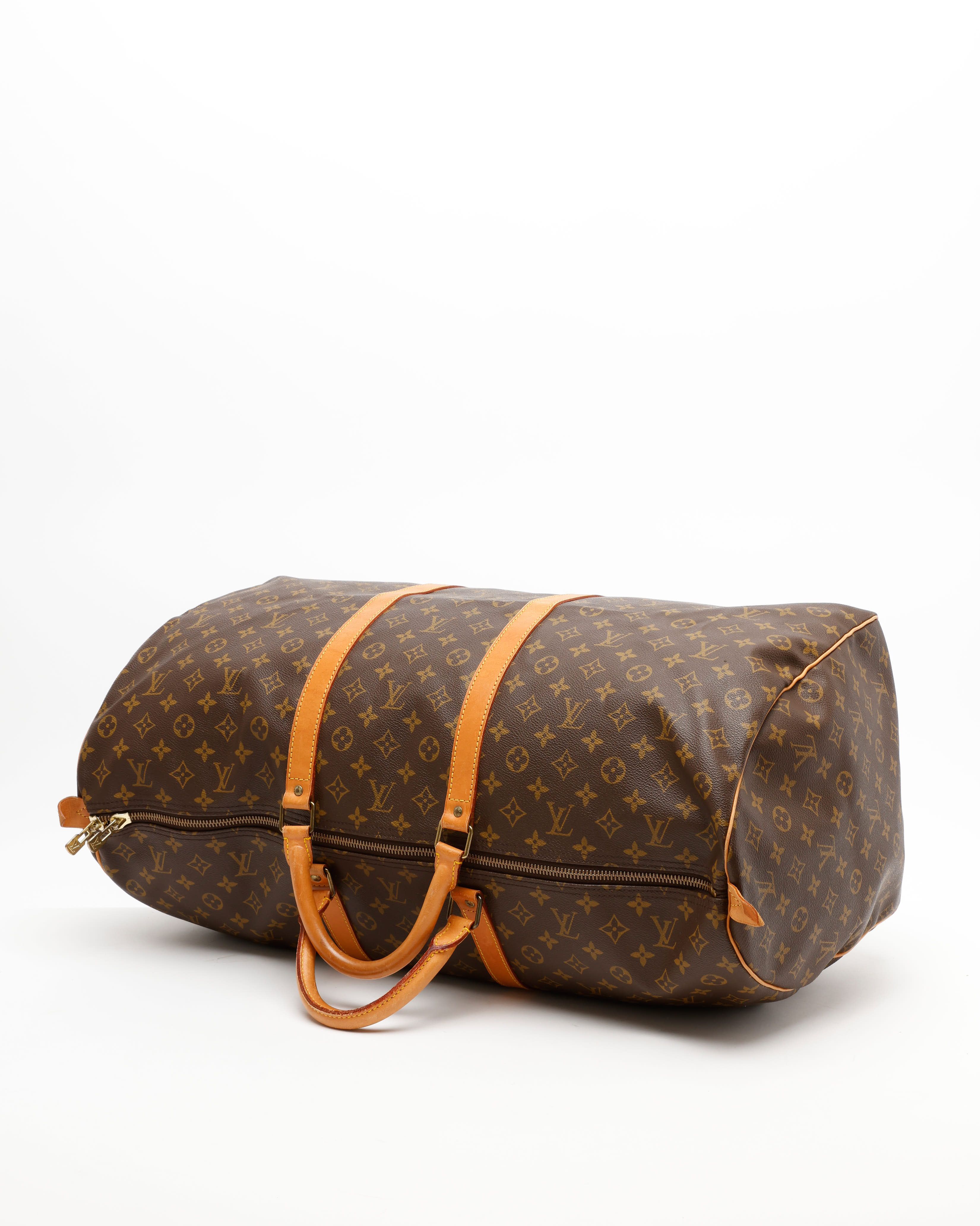 Pre-owned Louis Vuitton Monogram Keepall 60 Weekend Bag In Brown