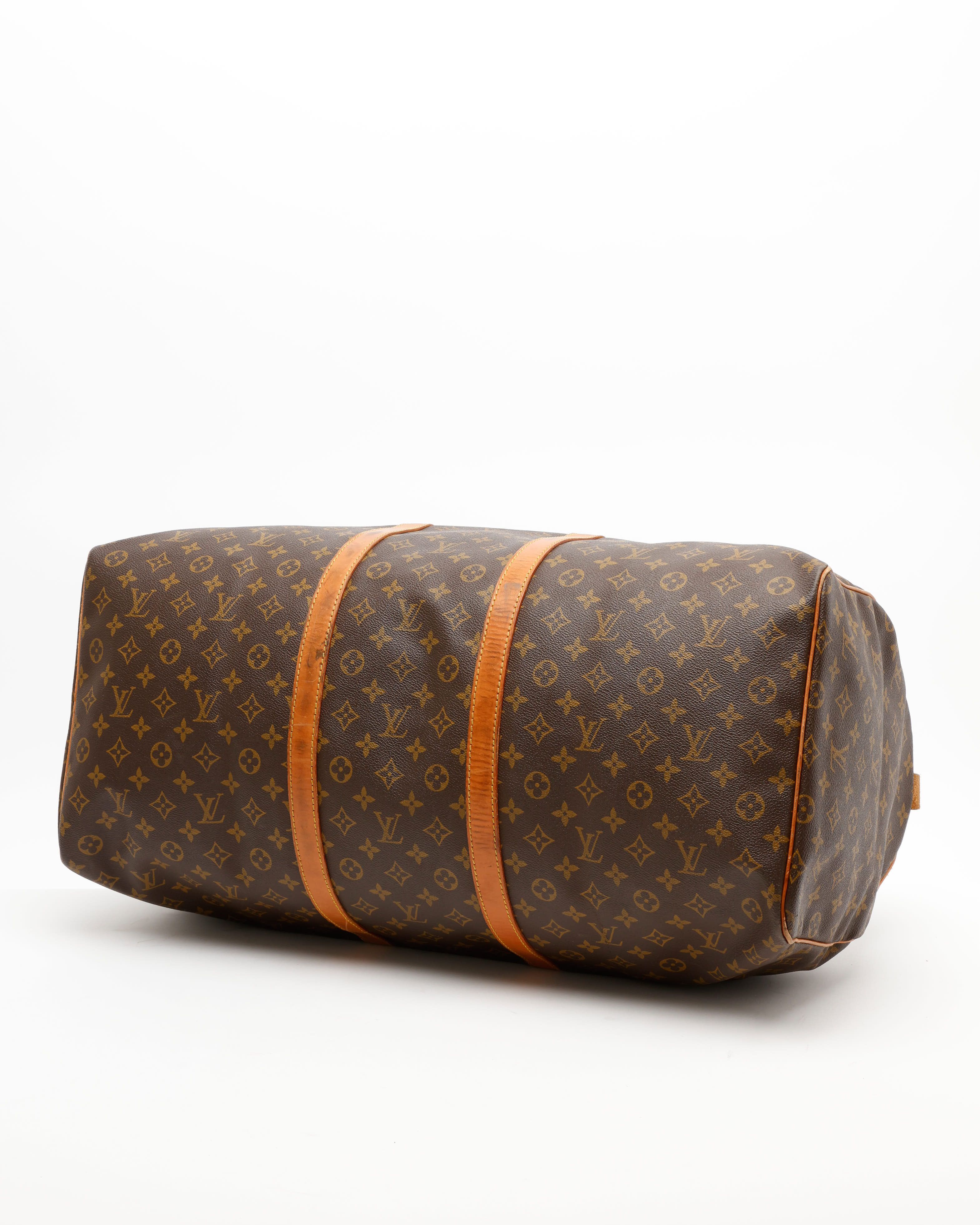 Pre-owned Louis Vuitton Monogram Keepall 60 Weekend Bag In Brown