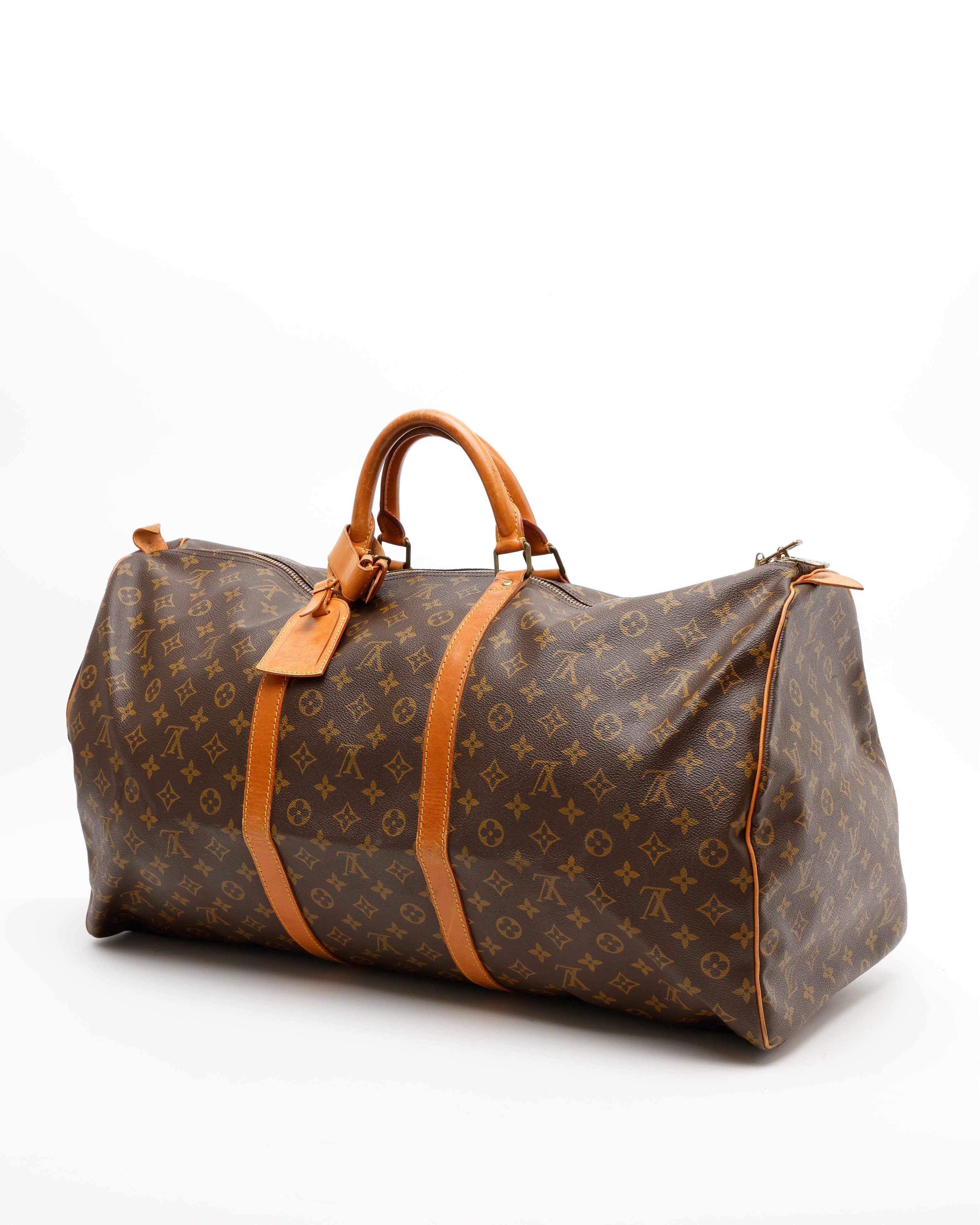 Pre-owned Louis Vuitton Monogram Keepall 60 Weekend Bag In Brown
