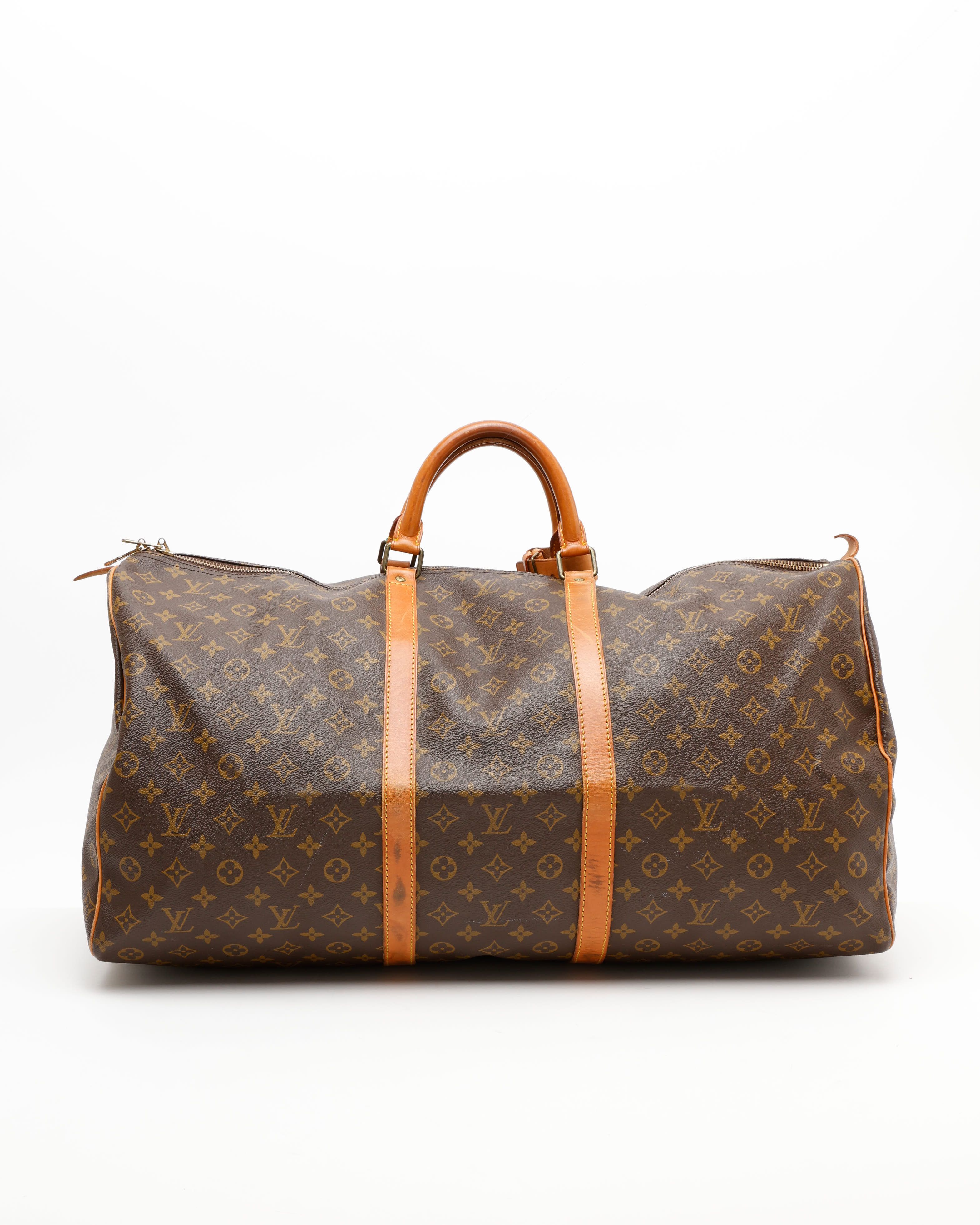 Pre-owned Louis Vuitton Monogram Keepall 60 Weekend Bag In Brown