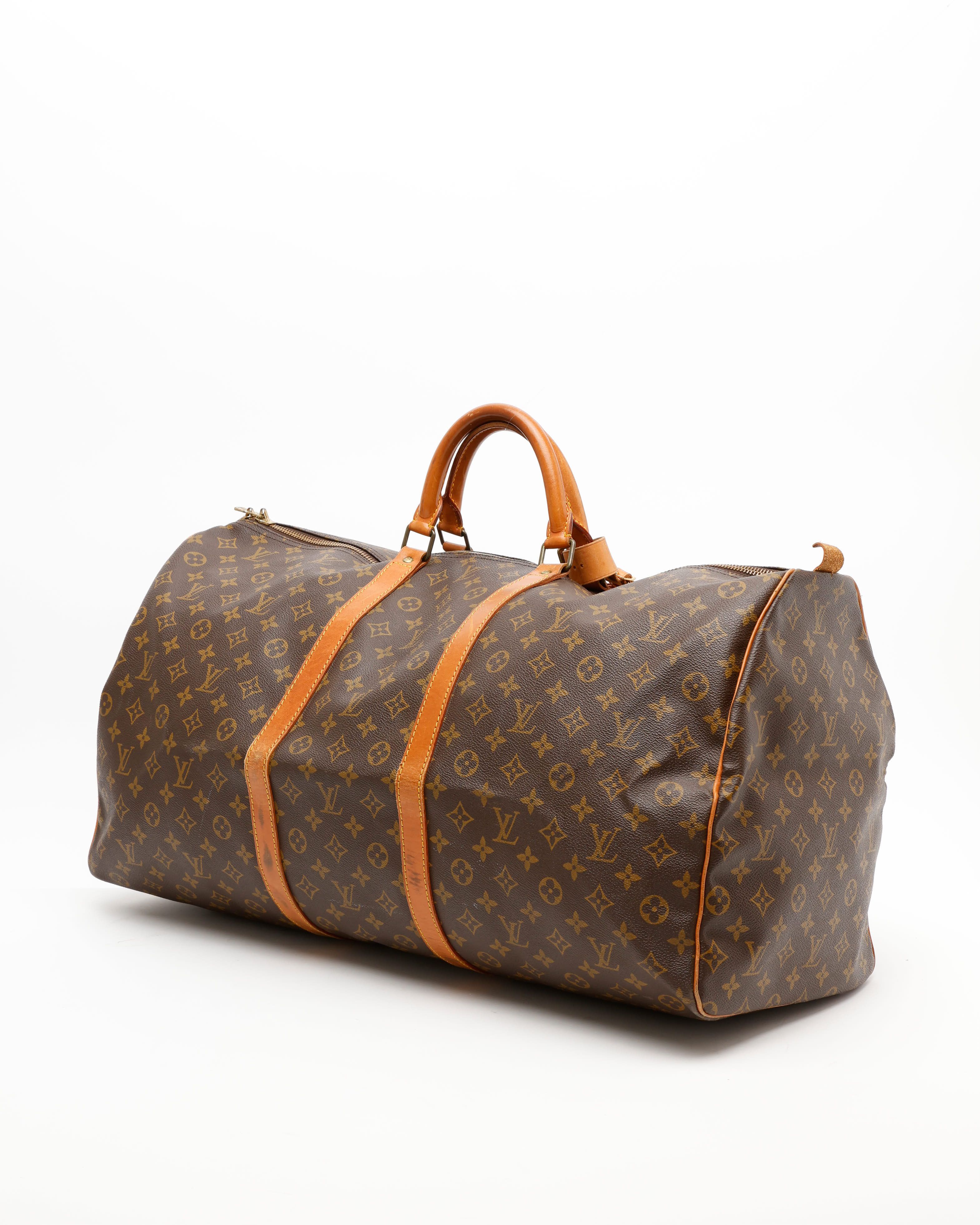Pre-owned Louis Vuitton Monogram Keepall 60 Weekend Bag In Brown