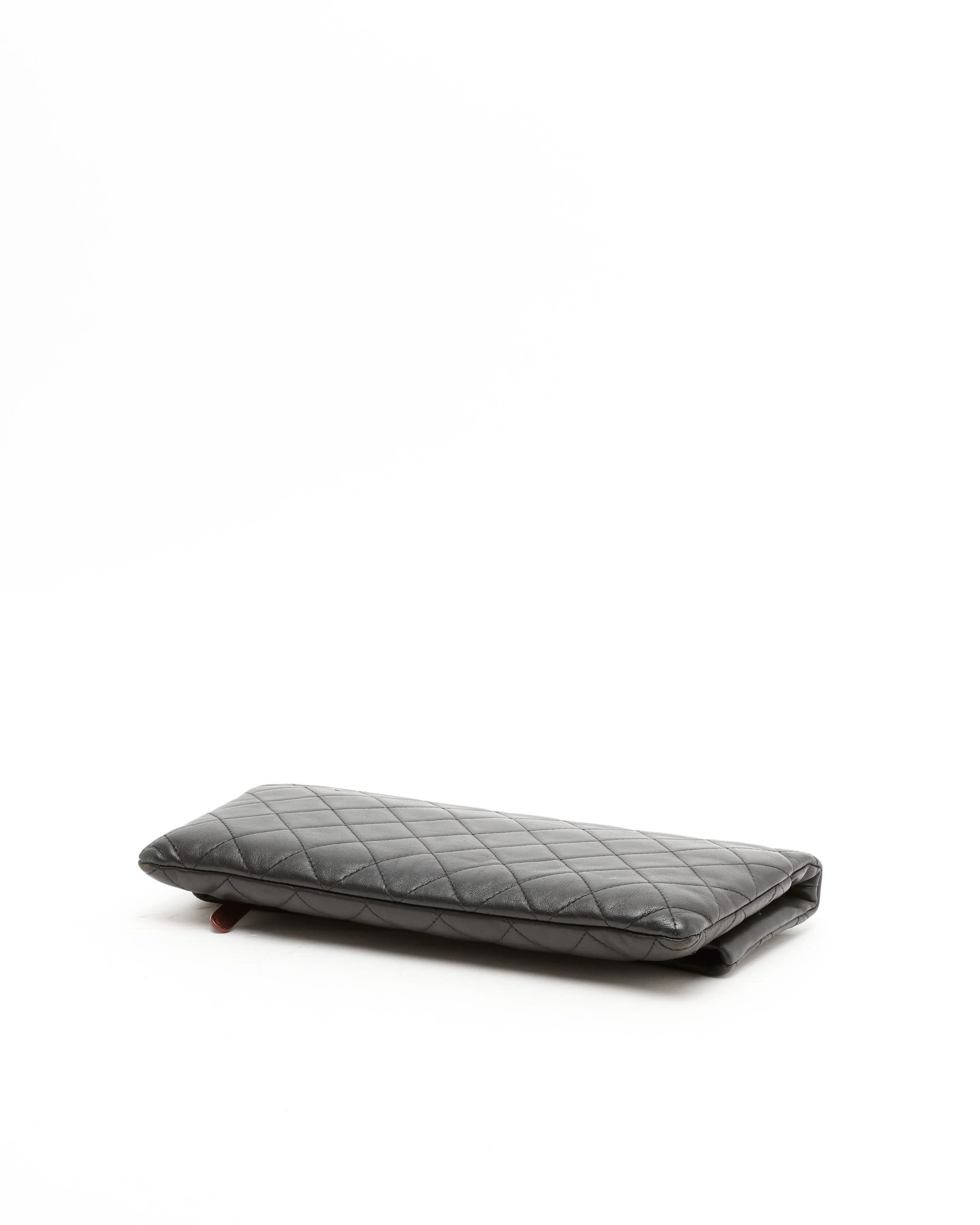 Pre-owned Chanel Fold Over Clutch In Black