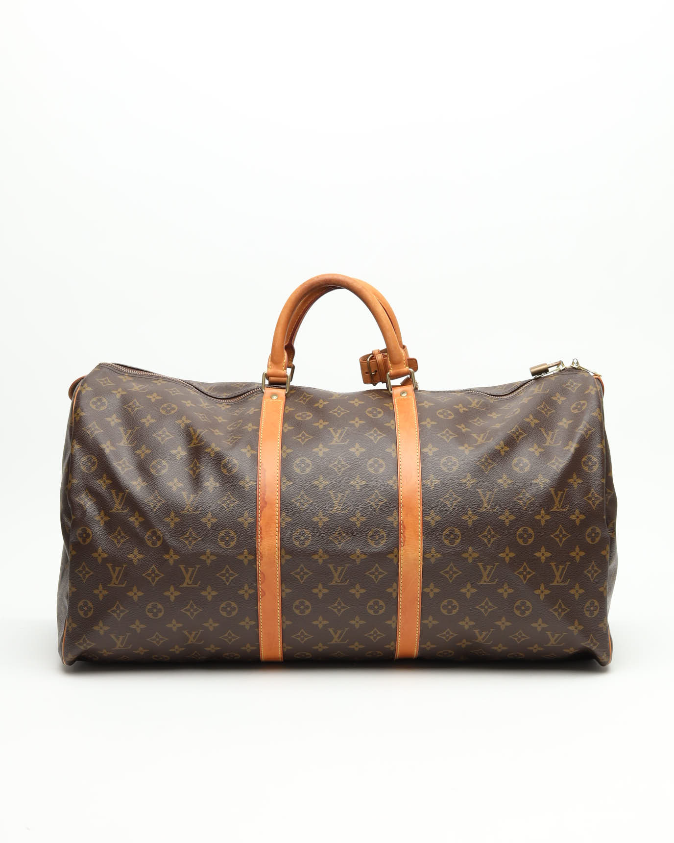 Pre-owned Louis Vuitton Monogram Keepall 60 Weekend Bag In Brown