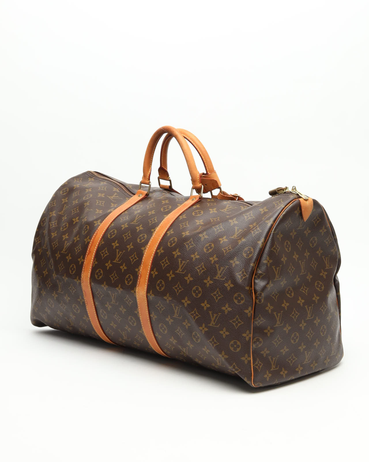 Pre-owned Louis Vuitton Monogram Keepall 60 Weekend Bag In Brown