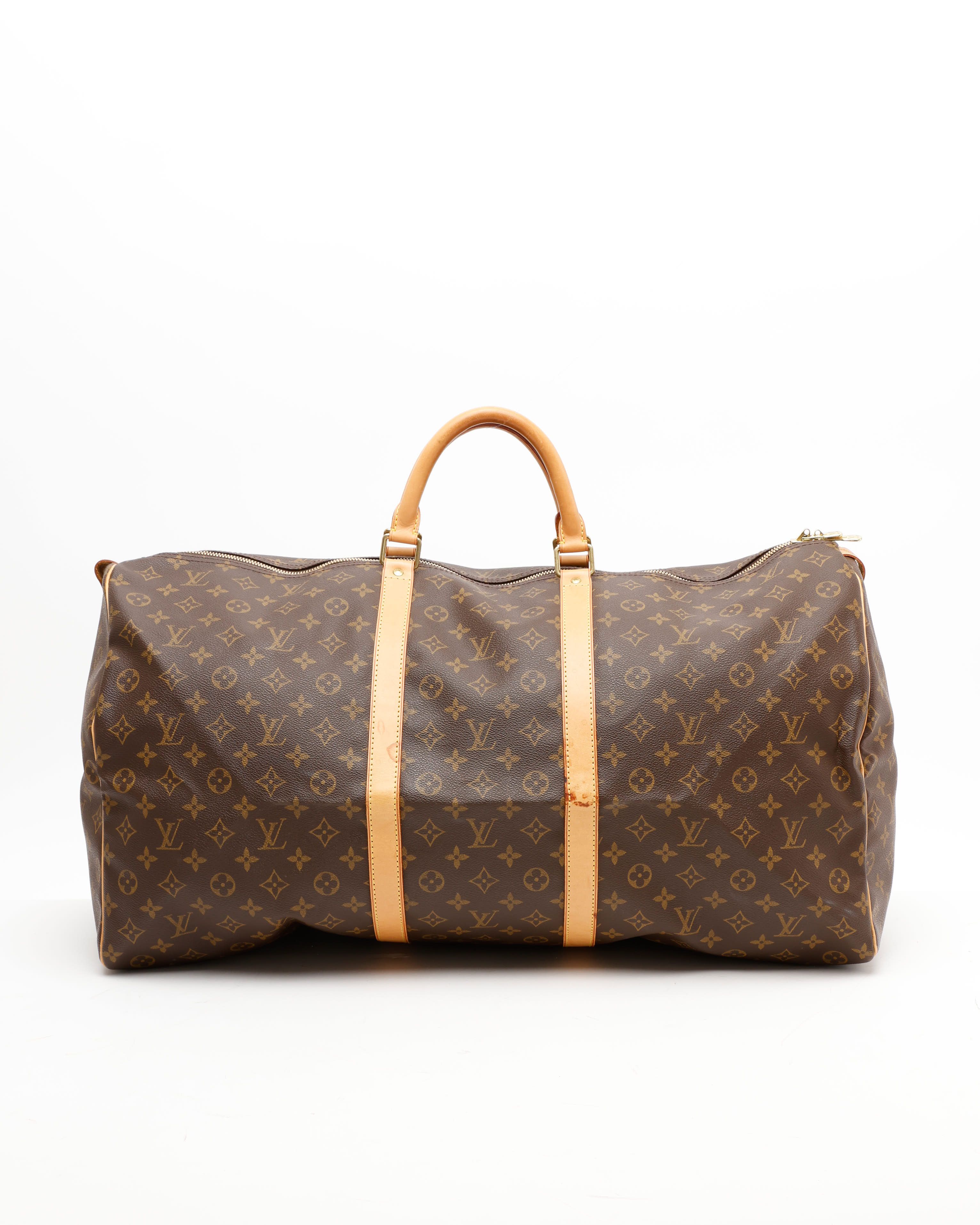 Pre-owned Louis Vuitton Monogram Keepall 60 Weekend Bag In Brown