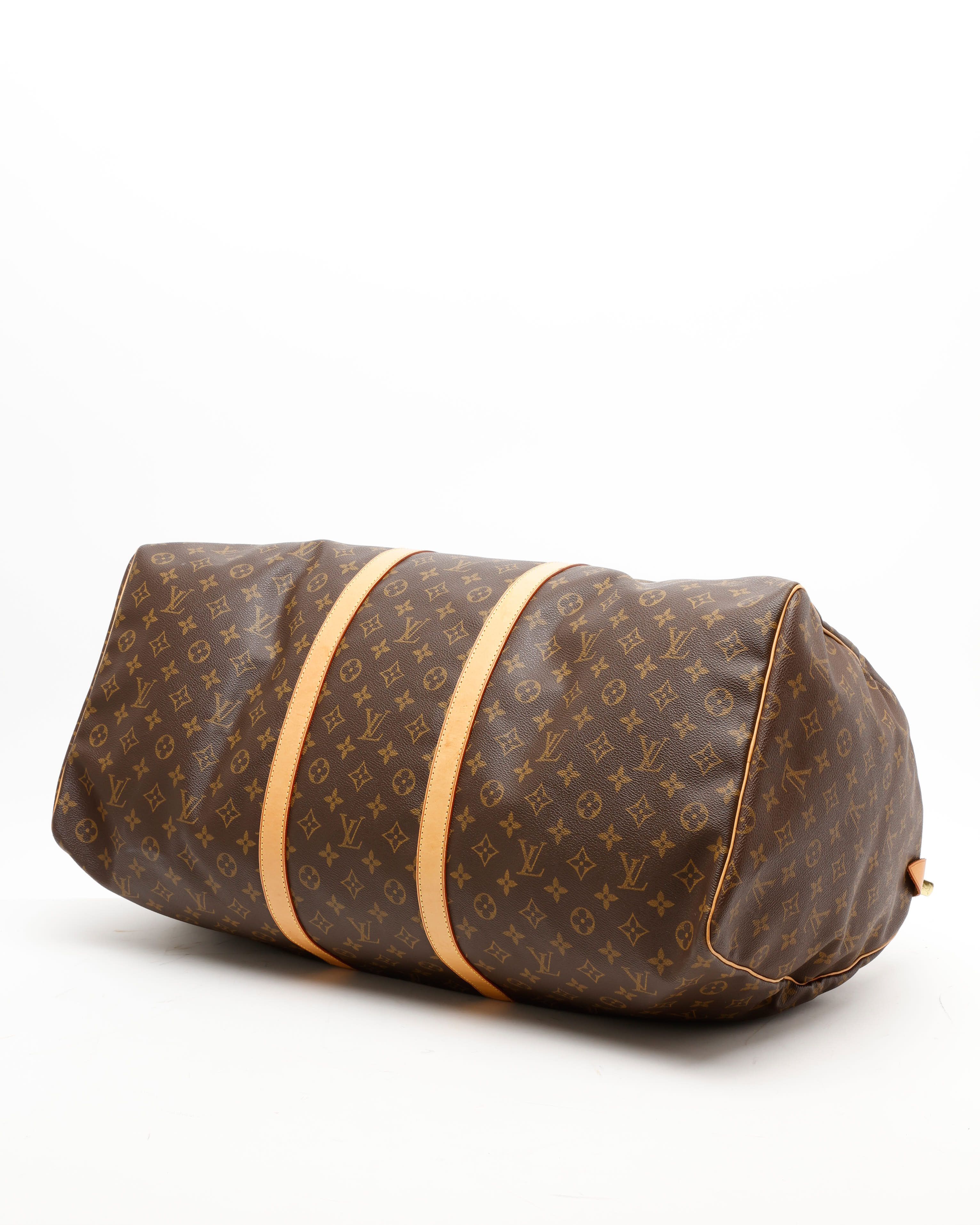 Pre-owned Louis Vuitton Monogram Keepall 60 Weekend Bag In Brown