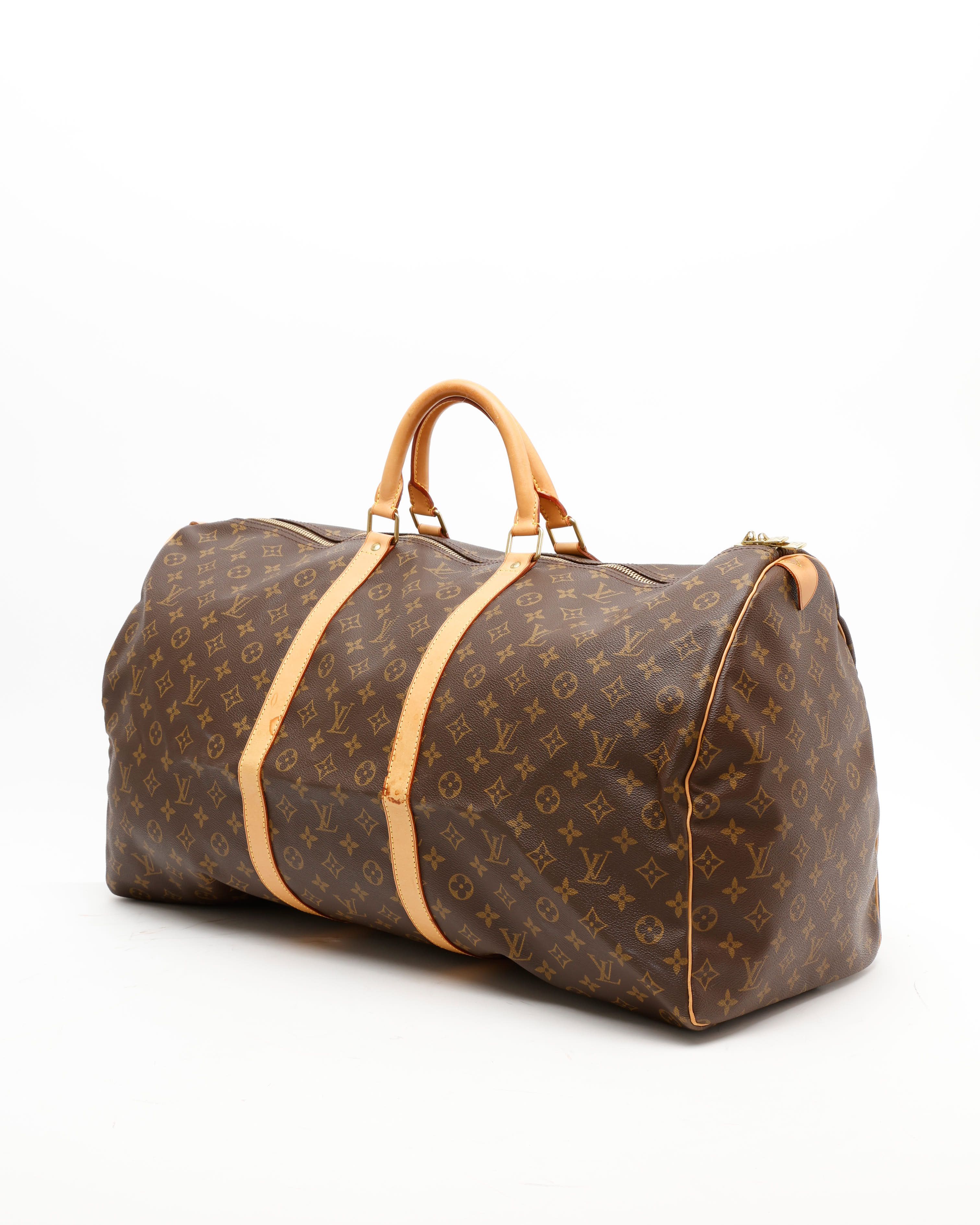 Pre-owned Louis Vuitton Monogram Keepall 60 Weekend Bag In Brown