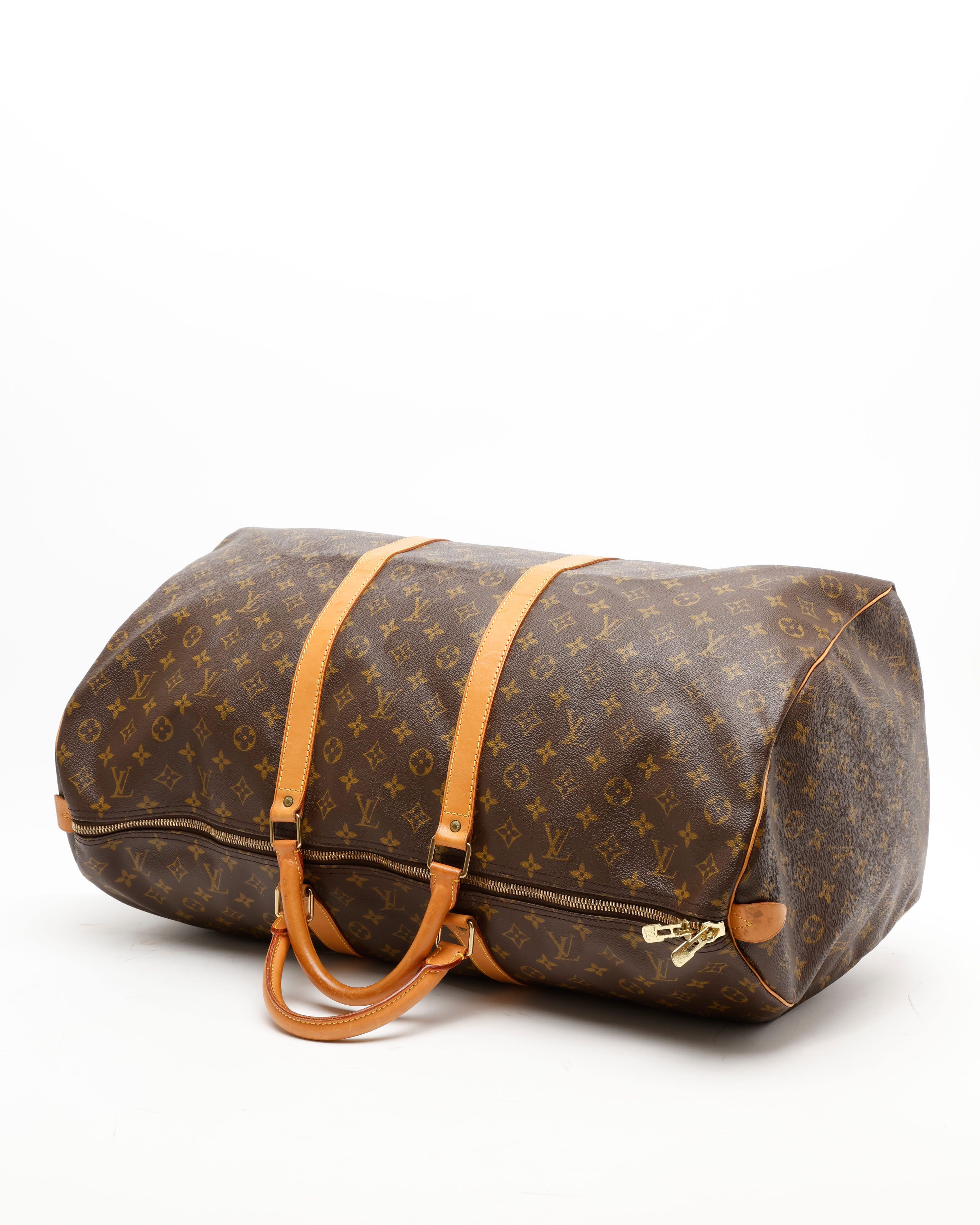 Pre-owned Louis Vuitton Monogram Keepall 60 Weekend Bag In Brown