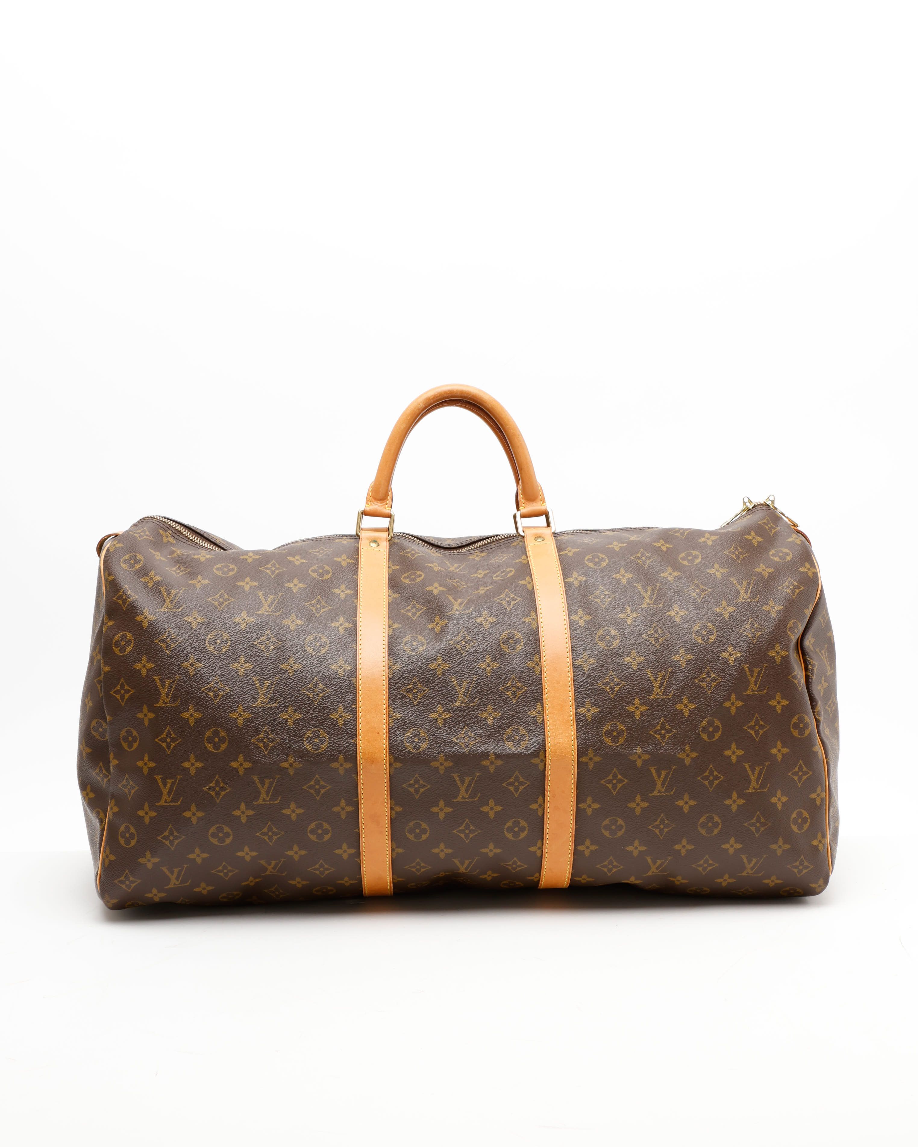 Pre-owned Louis Vuitton Monogram Keepall 60 Weekend Bag In Brown