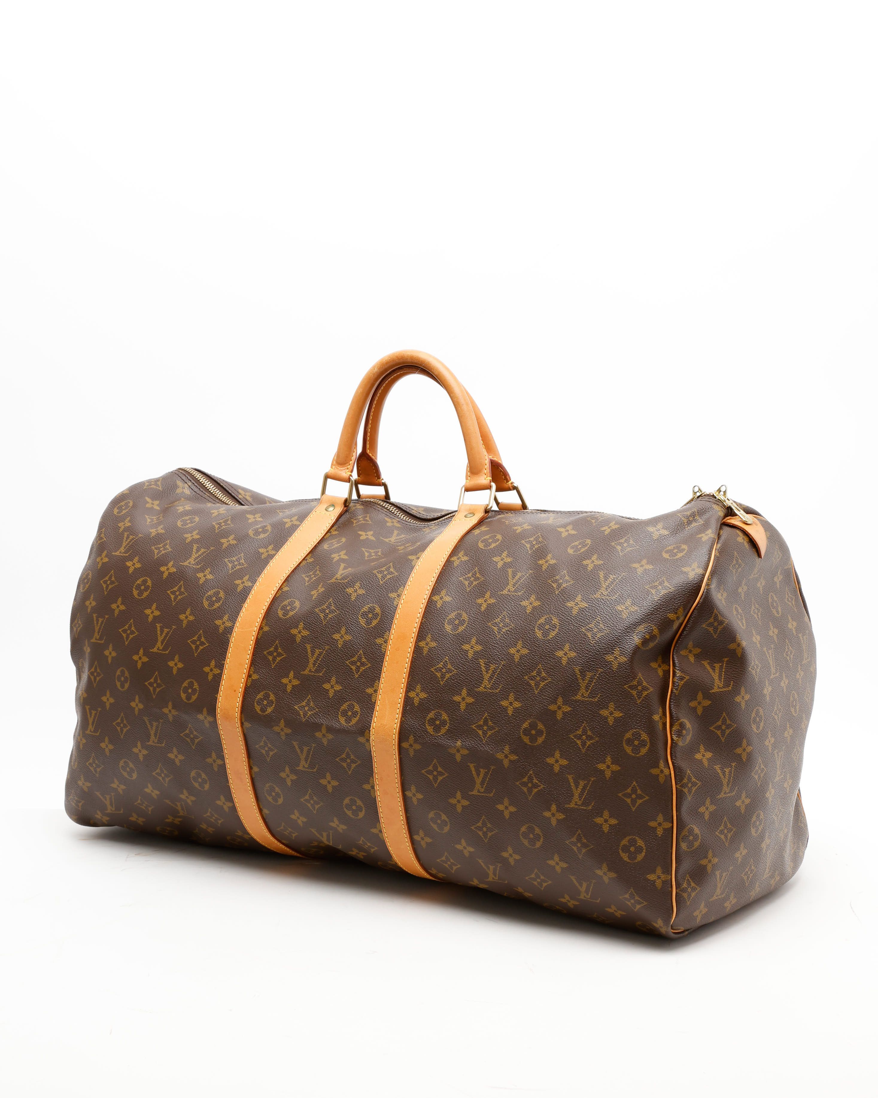 Pre-owned Louis Vuitton Monogram Keepall 60 Weekend Bag In Brown