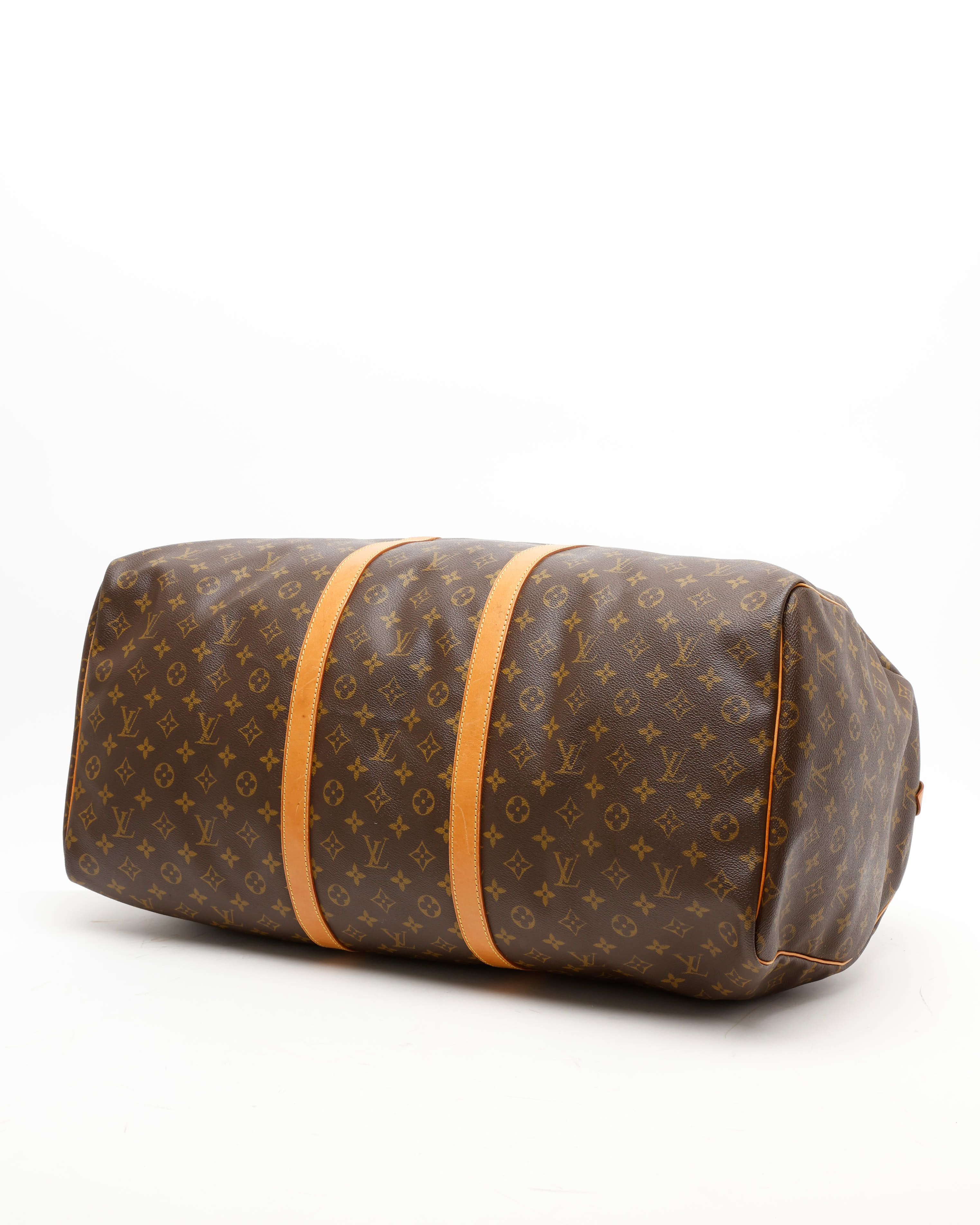 Pre-owned Louis Vuitton Monogram Keepall 60 Weekend Bag In Brown