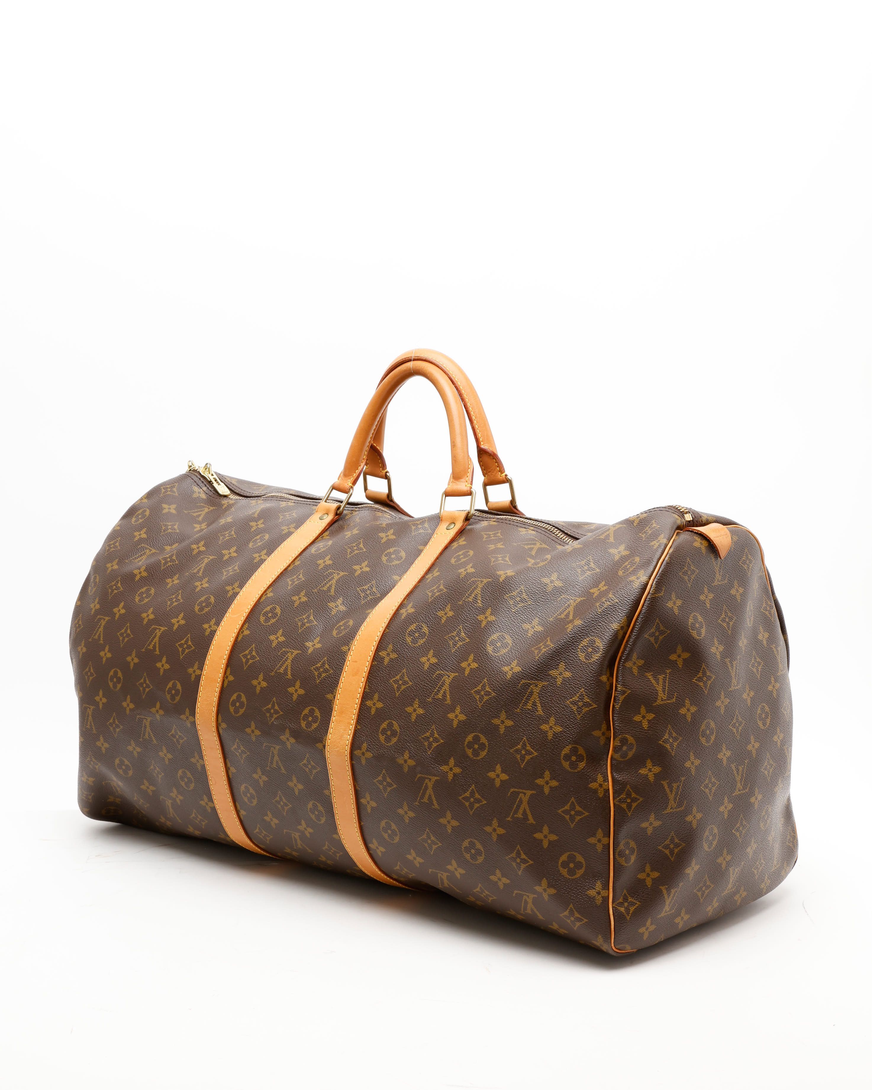 Pre-owned Louis Vuitton Monogram Keepall 60 Weekend Bag In Brown