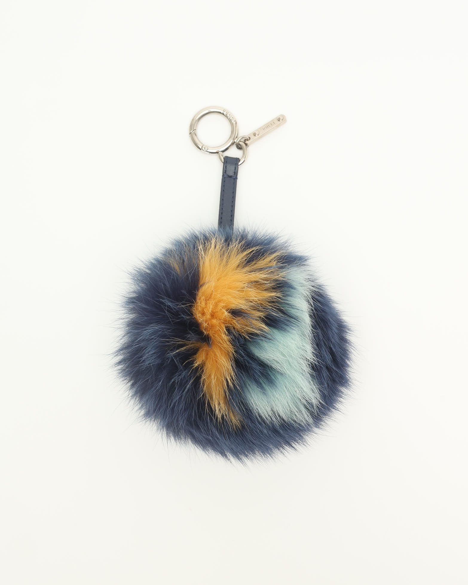 Fendi Pom-pom Fur Charm In Blue