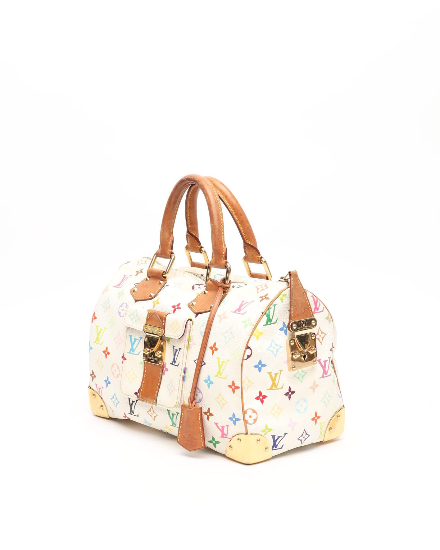 Pre-owned Louis Vuitton Murakami Speedy 30 Bag In White