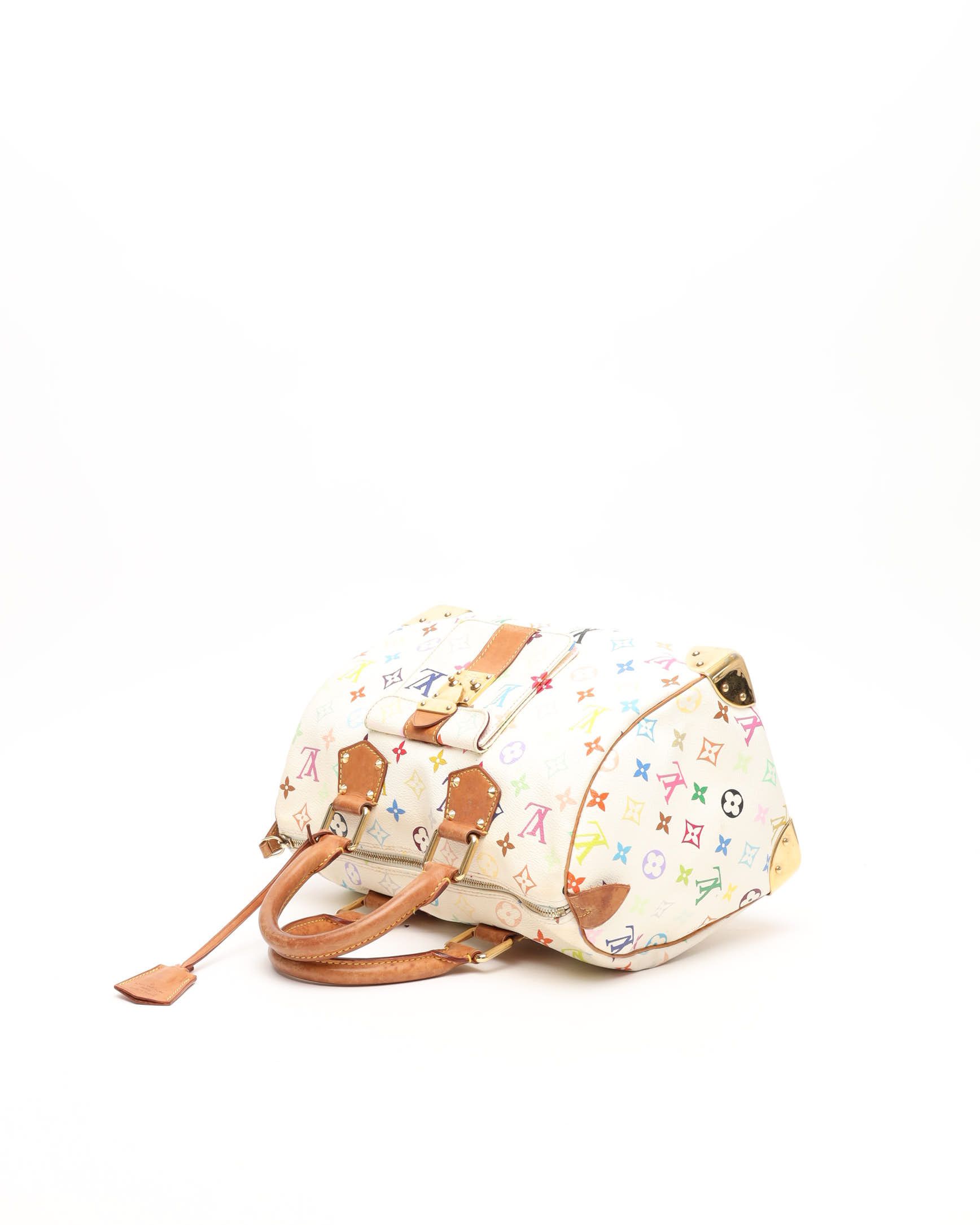 Pre-owned Louis Vuitton Murakami Speedy 30 Bag In White