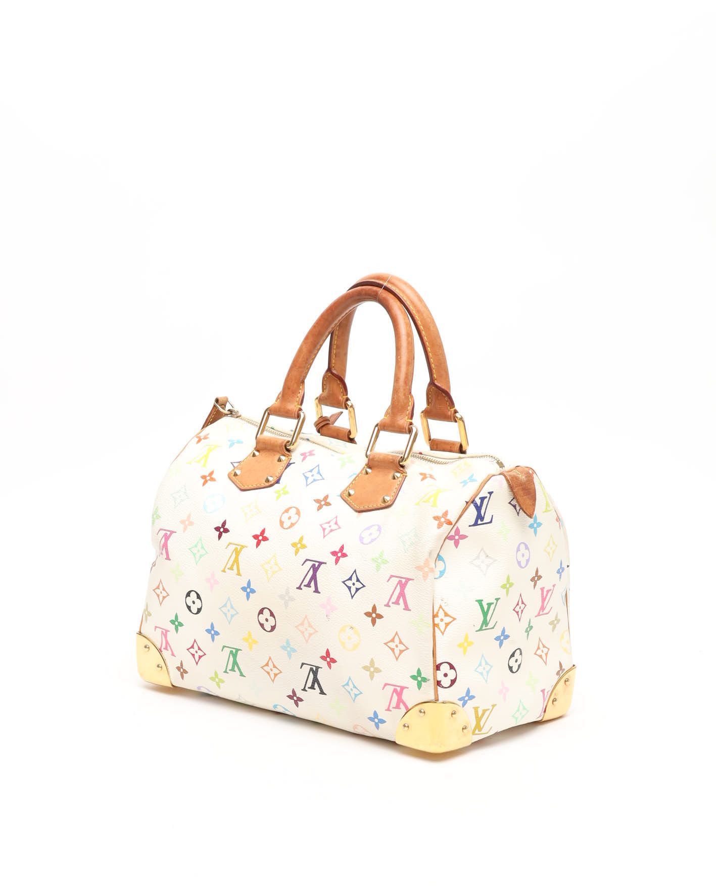 Pre-owned Louis Vuitton Murakami Speedy 30 Bag In White
