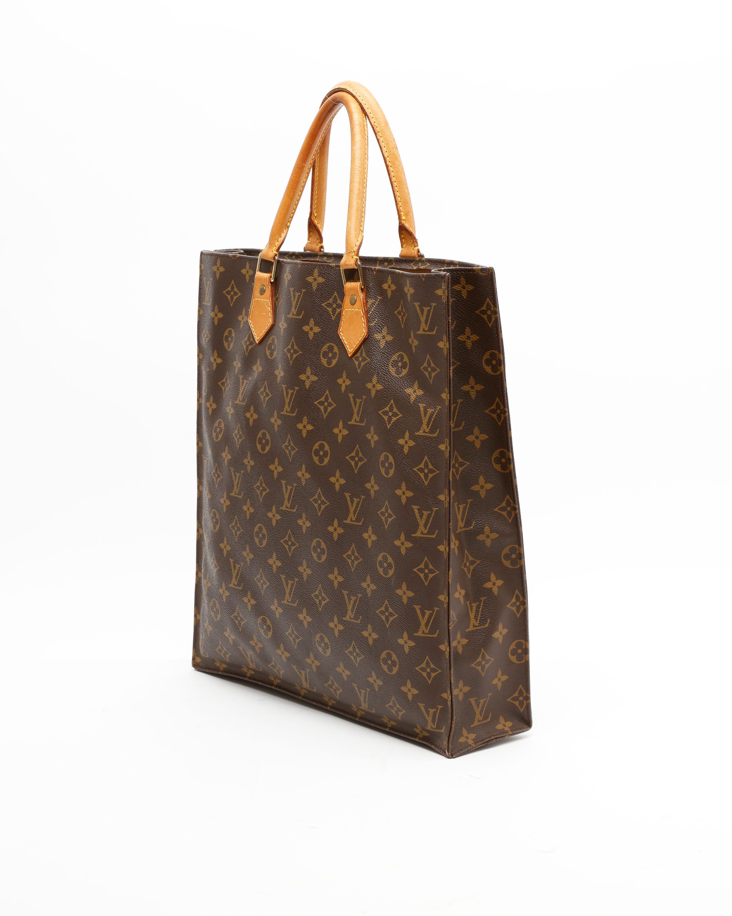 Pre-owned Louis Vuitton Monogram Sac Plat Tote Bag In Brown
