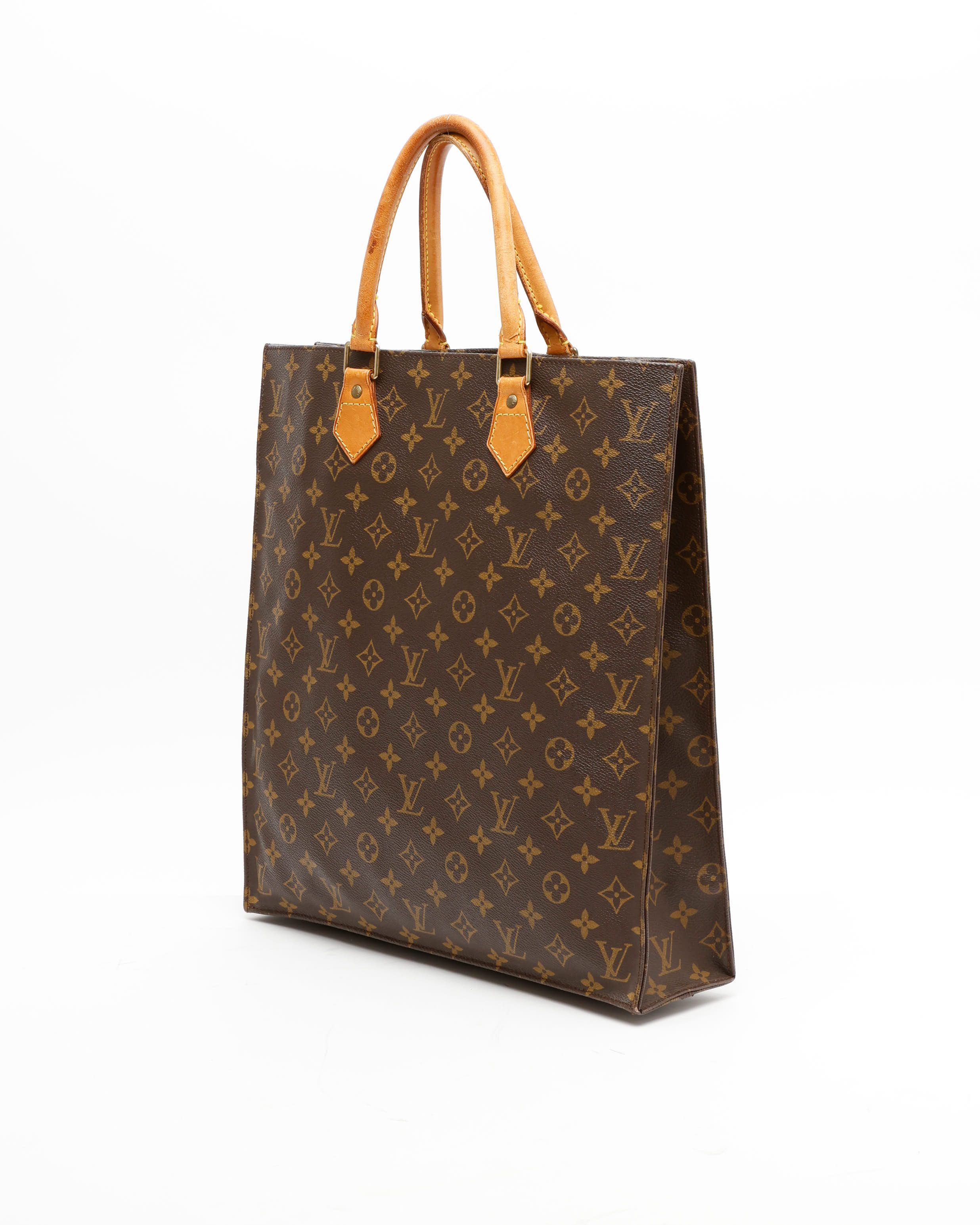 Pre-owned Louis Vuitton Monogram Sac Plat Tote Bag In Brown