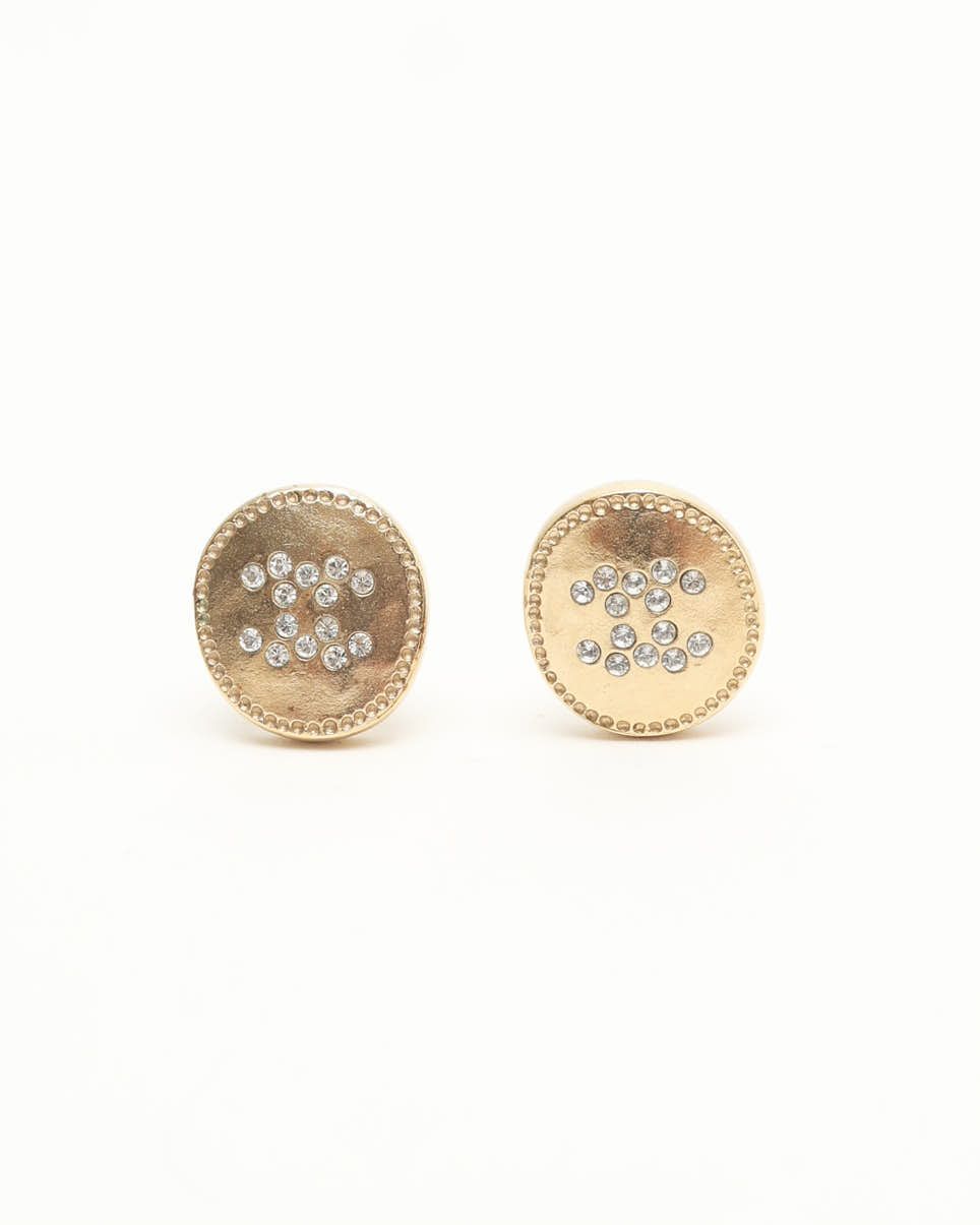Pre-owned Chanel Coco Mark Rhinestone Earrings In Multi