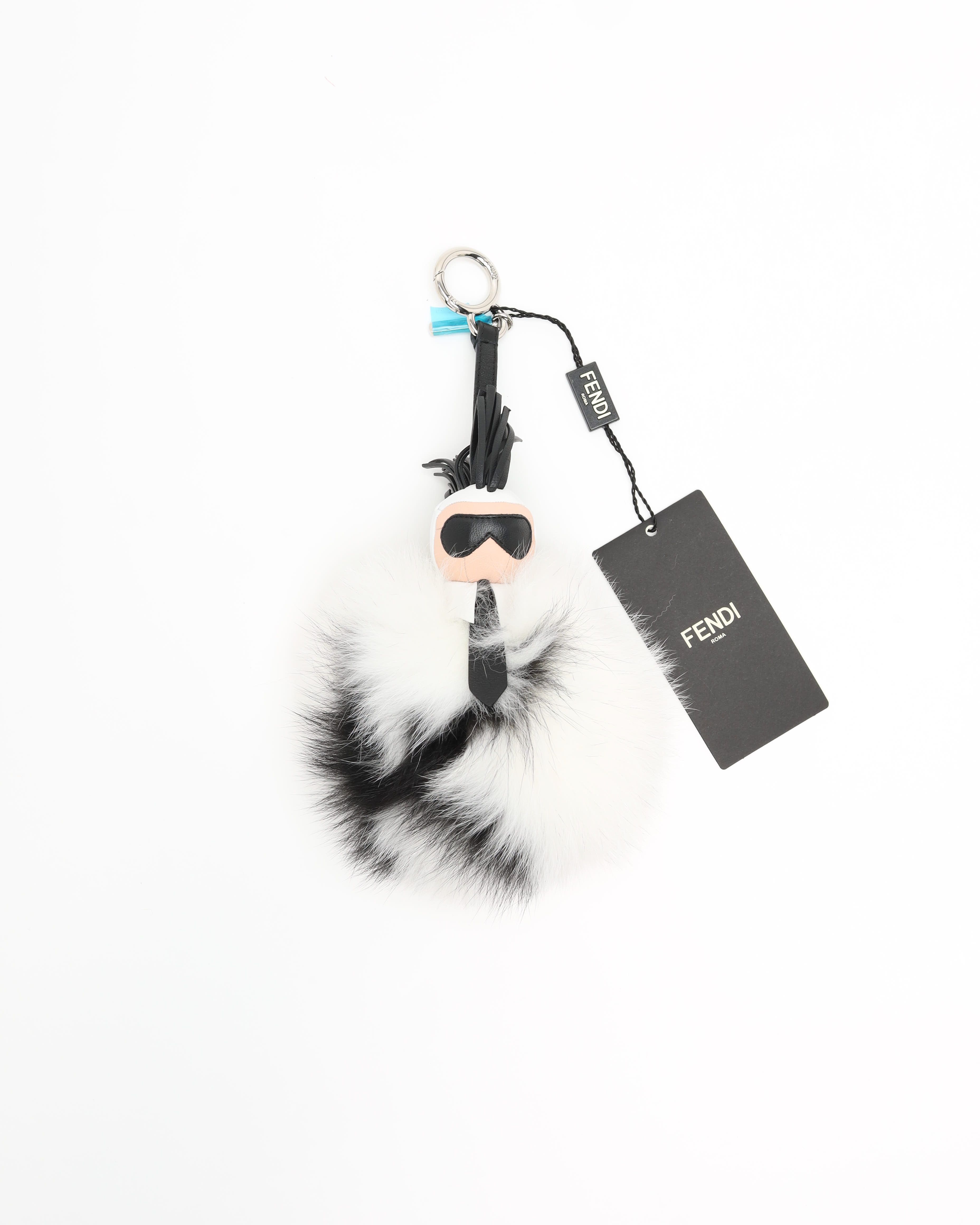 Fendi Karlito Lagerfeld Fur Keychain In Multi