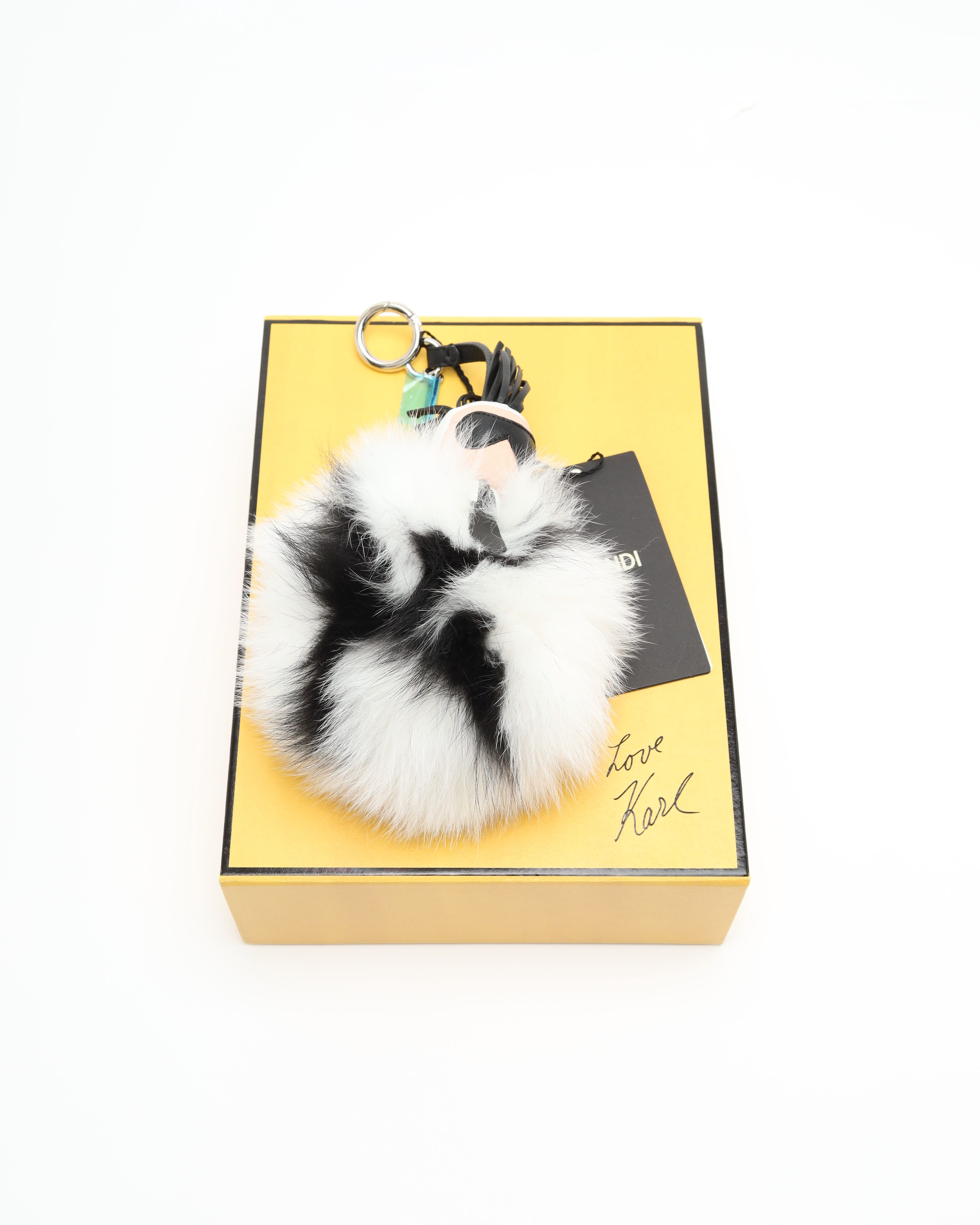 Fendi Karlito Lagerfeld Fur Keychain In Multi